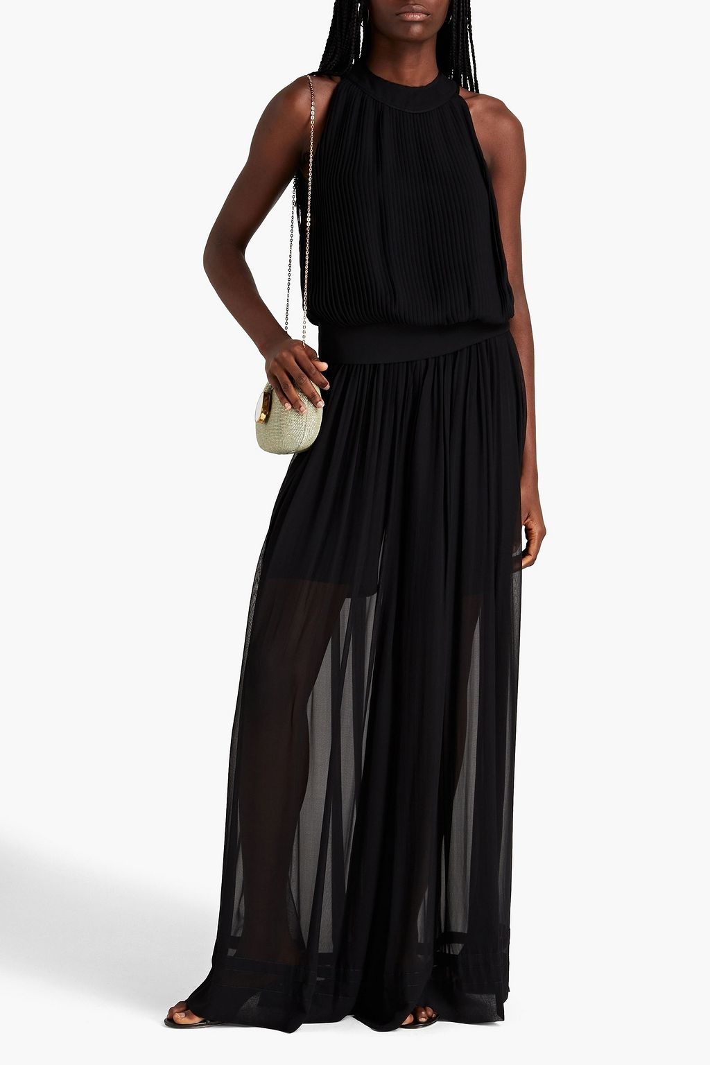 SEMSEM Maryam pleated silk-georgette top