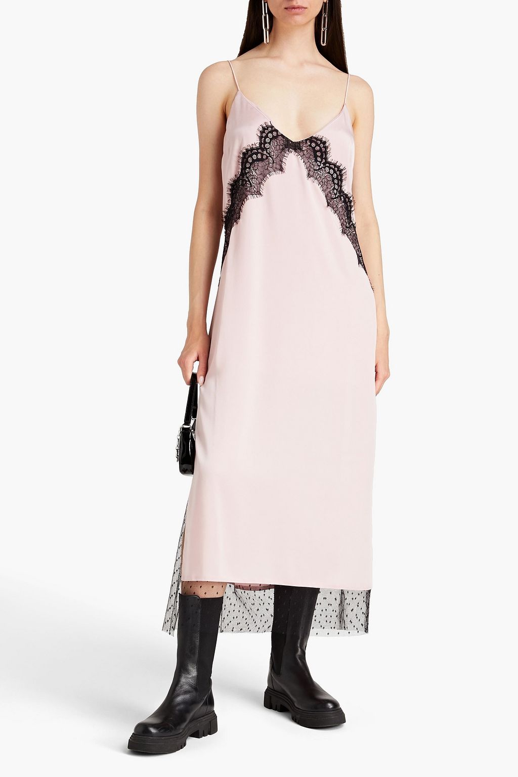 REDVALENTINO Slip Dress aus Point d'Esprit, Satin und Spitze