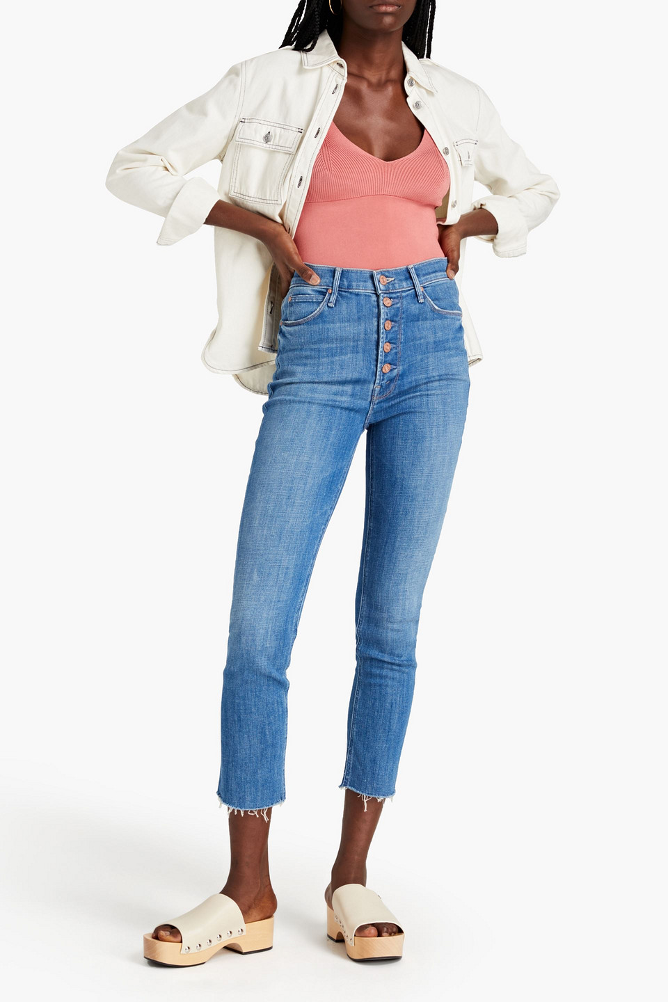 Mother The Pixie Dazzler Cropped High-rise Slim-leg Jeans In Blue