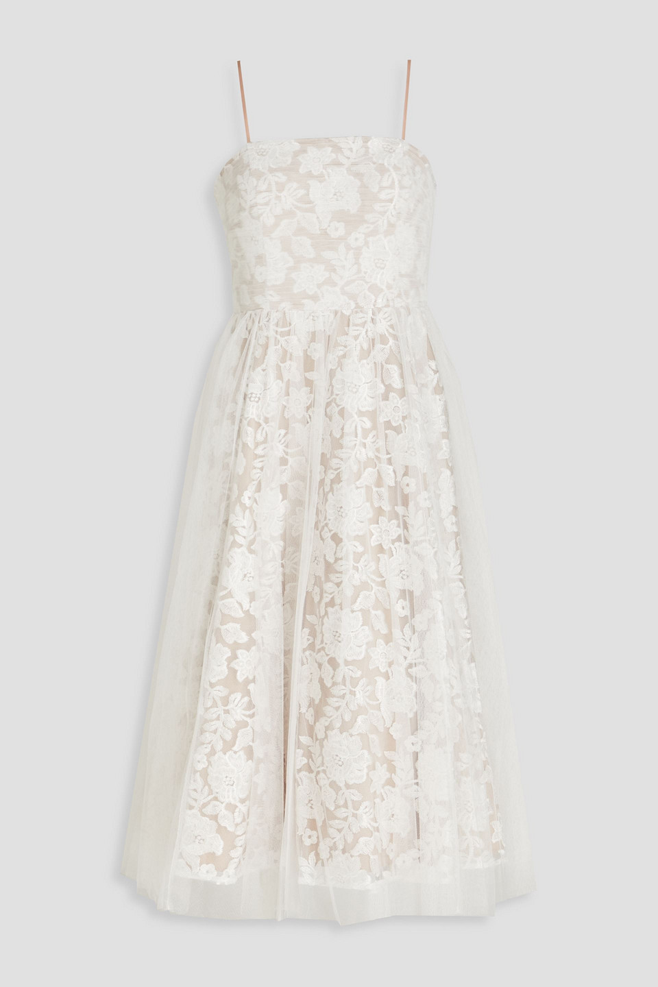 Aidan Mattox Embroidered tulle midi dress