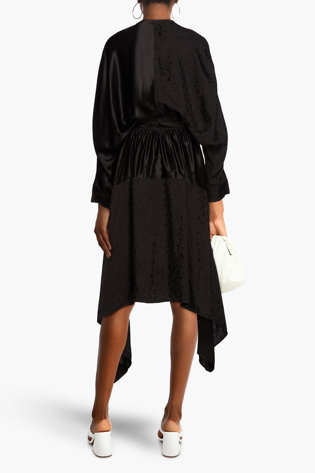 JW ANDERSON Wrap-effect satin-paneled floral-jacquard dress