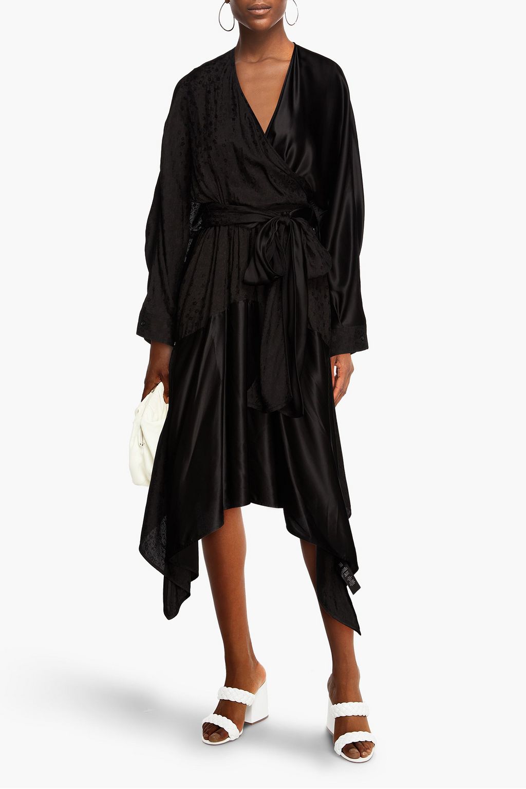 JW ANDERSON Wrap-effect satin-paneled floral-jacquard dress
