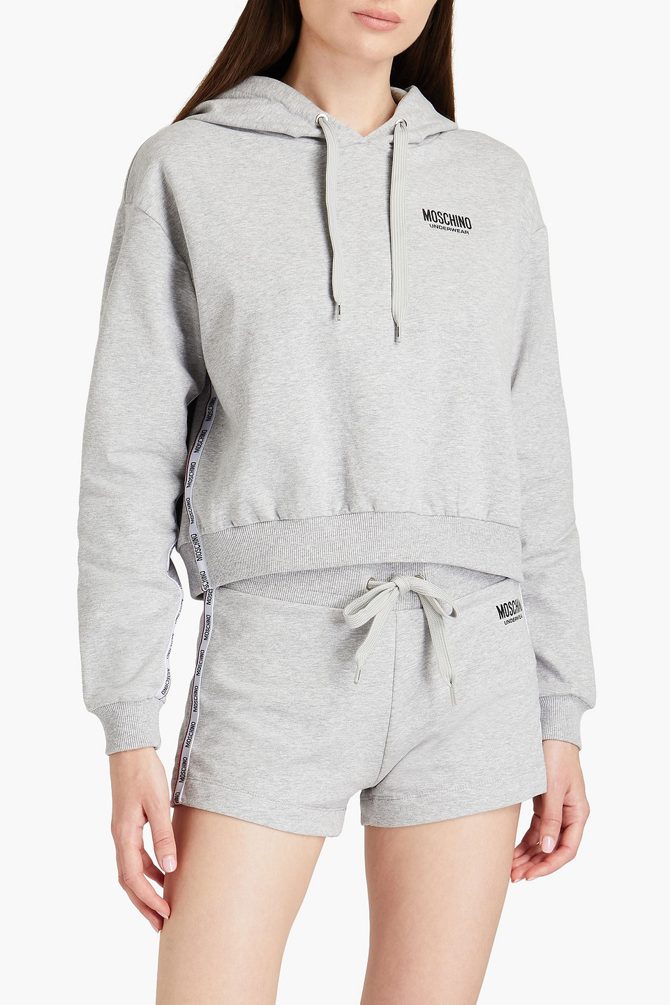 Moschino Mélange Cotton-blend Shorts In Grey