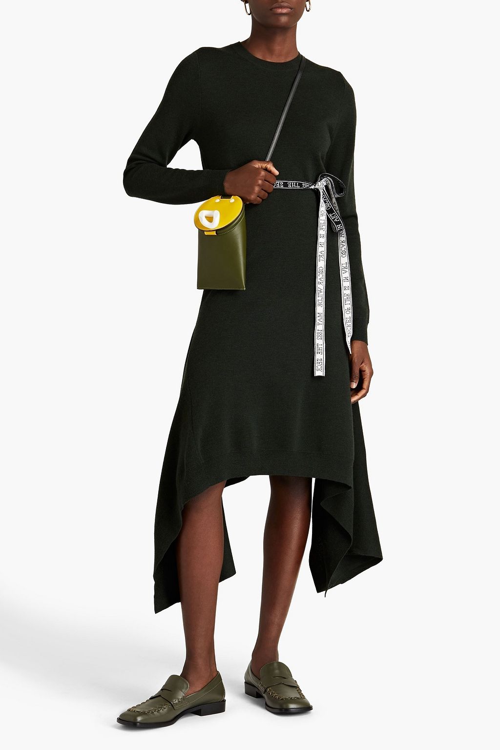 JW ANDERSON メリノウール マキシワンピース アシンメトリー ベルト付き