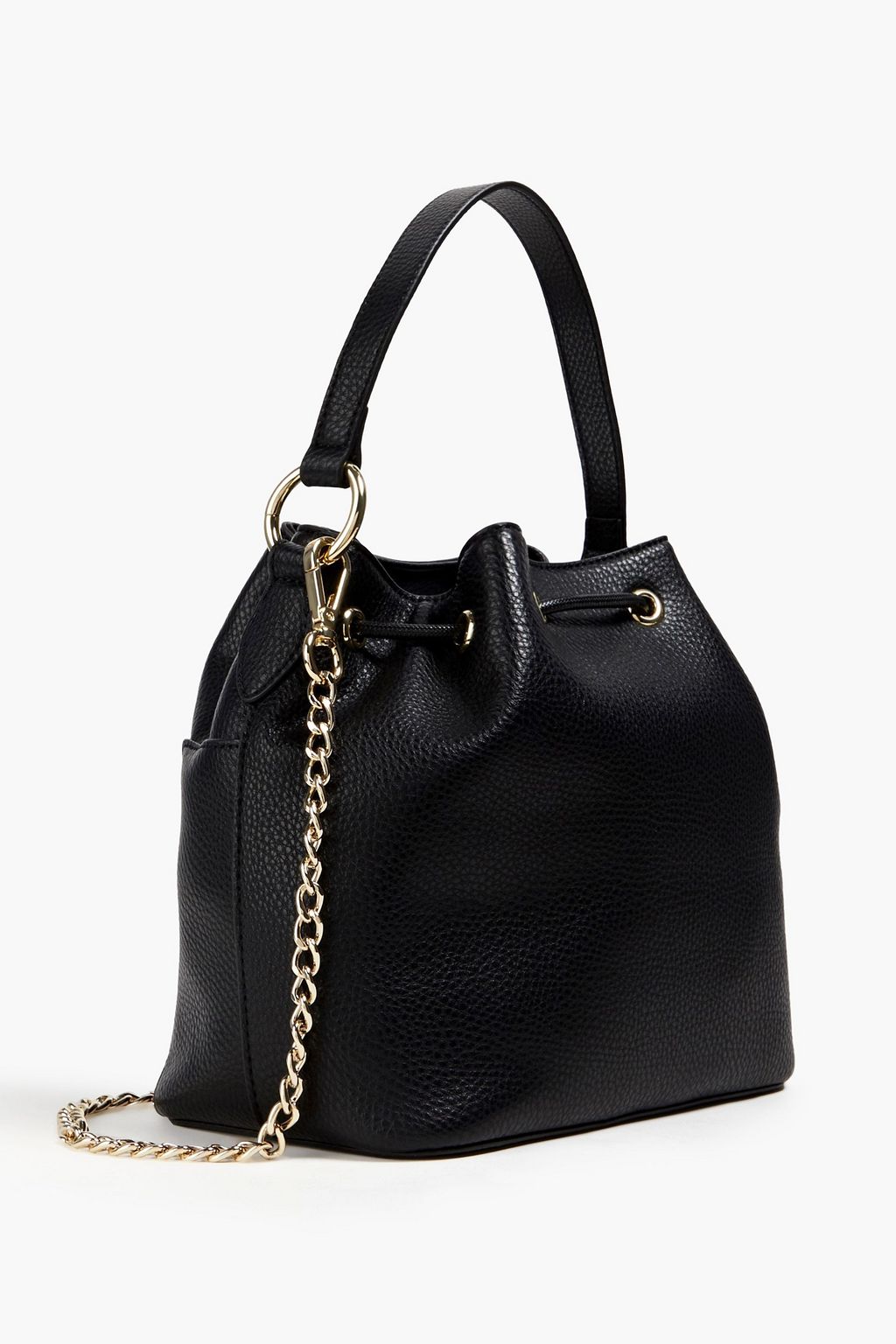 LOVE MOSCHINO Embellished faux pebbled-leather bucket bag