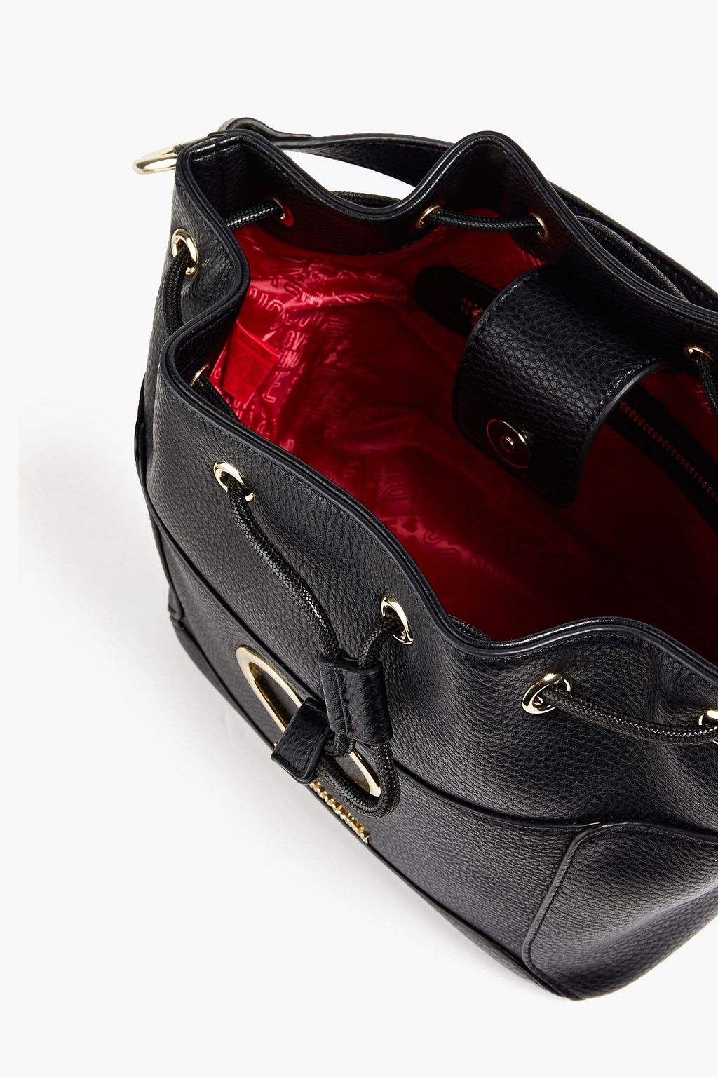 LOVE MOSCHINO Embellished faux pebbled-leather bucket bag