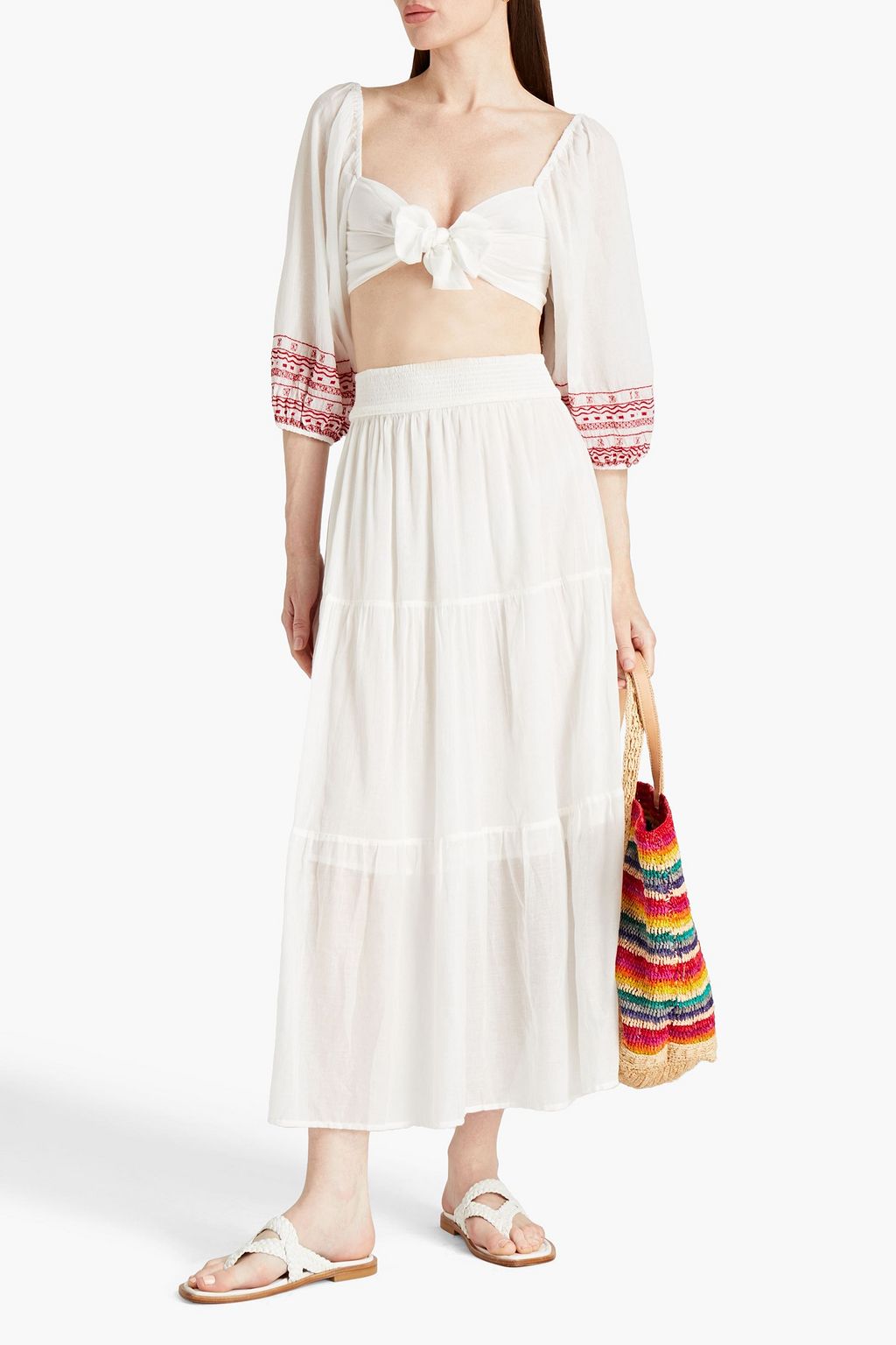 TIGERLILY Tia tiered cotton-gauze midi skirt