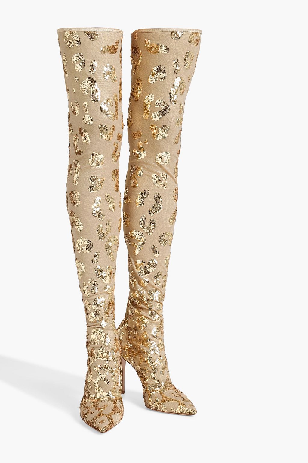 GIANVITO ROSSI Sequin-embellished stretch-tulle over-the-knee boots