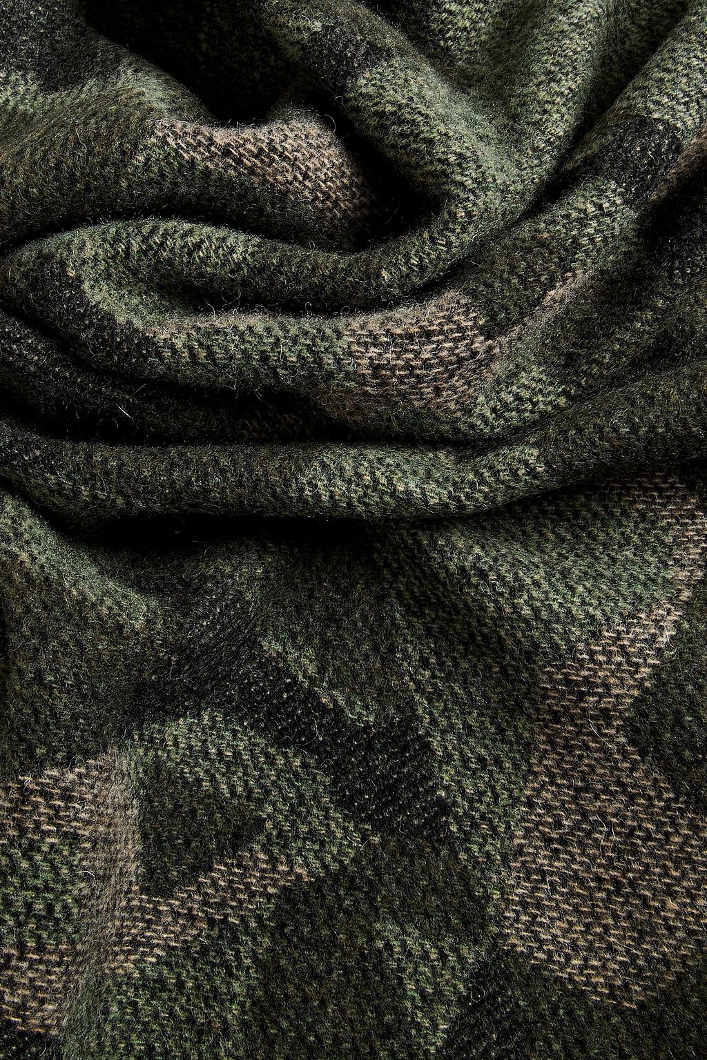 RAG & BONE Addison fringed camouflage jacquard-knit wool scarf