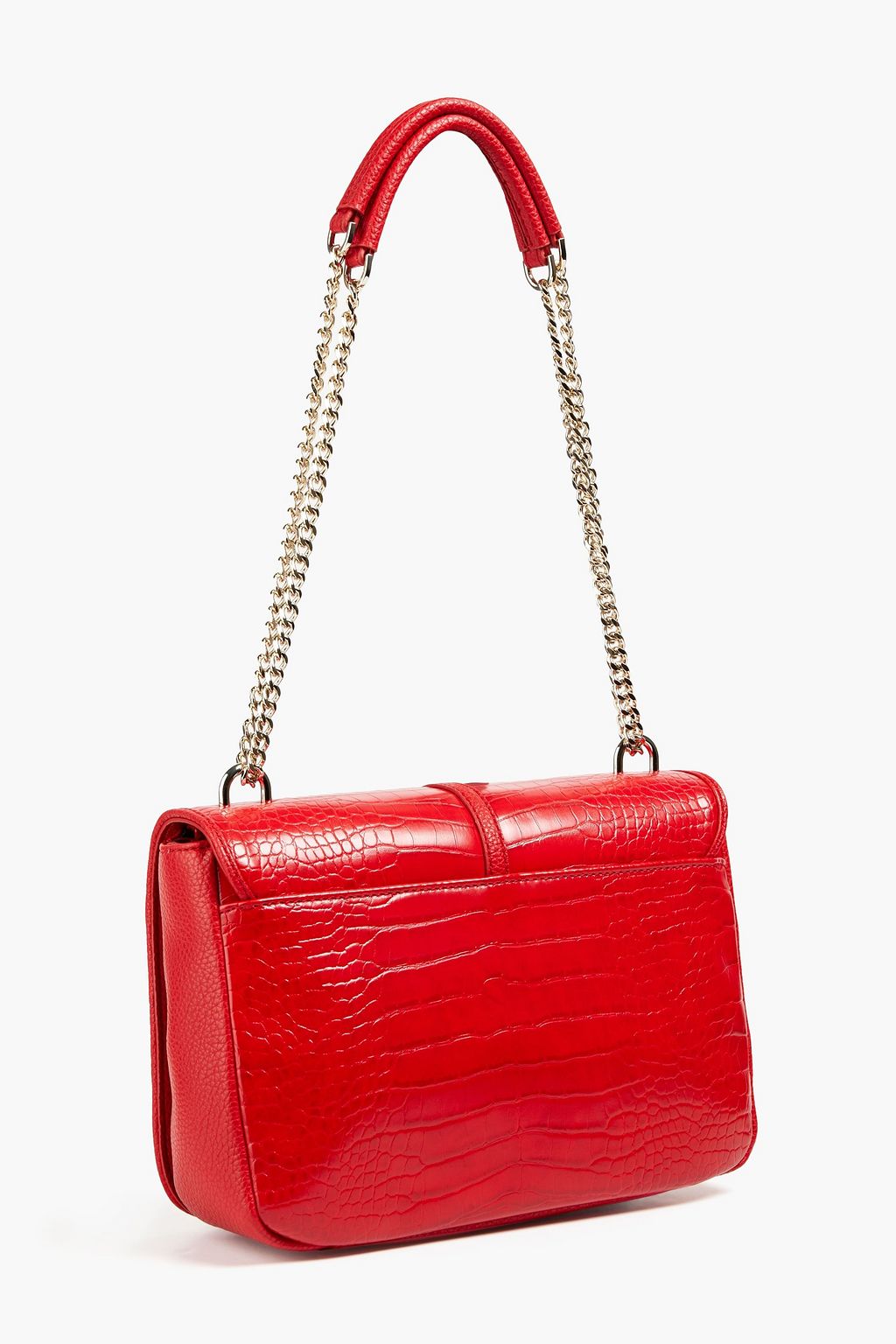 LOVE MOSCHINO Logoappliquéd faux croceffect leather shoulder bag
