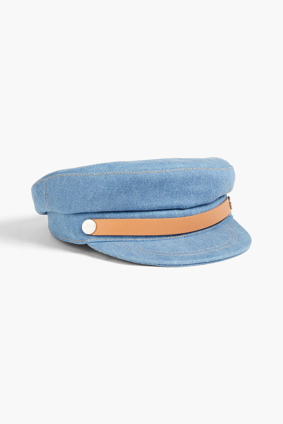 Jw Anderson Leather-trimmed Denim Hat In Blue