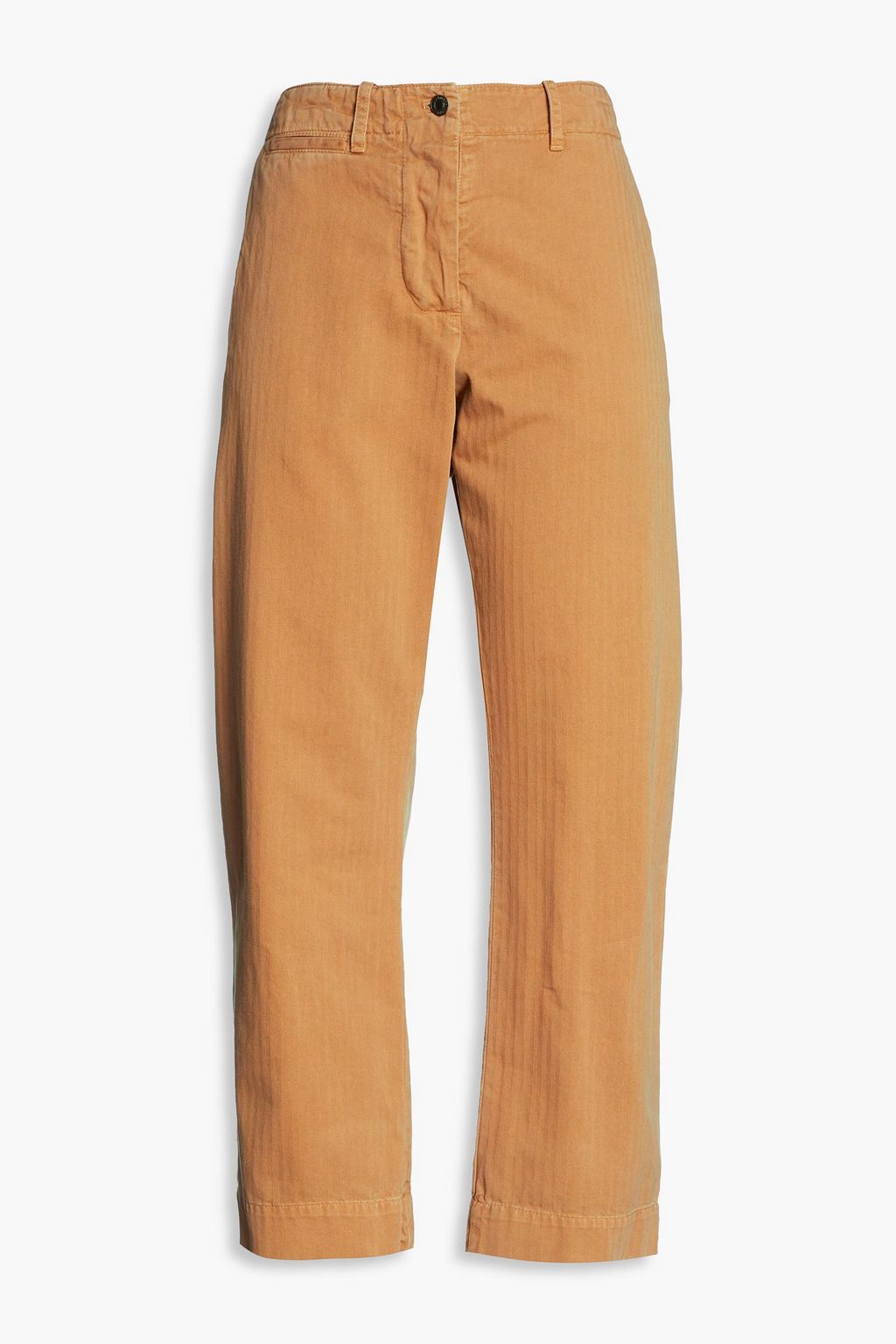 NILI LOTAN Tomboy cropped herringbone cotton straight-leg pants