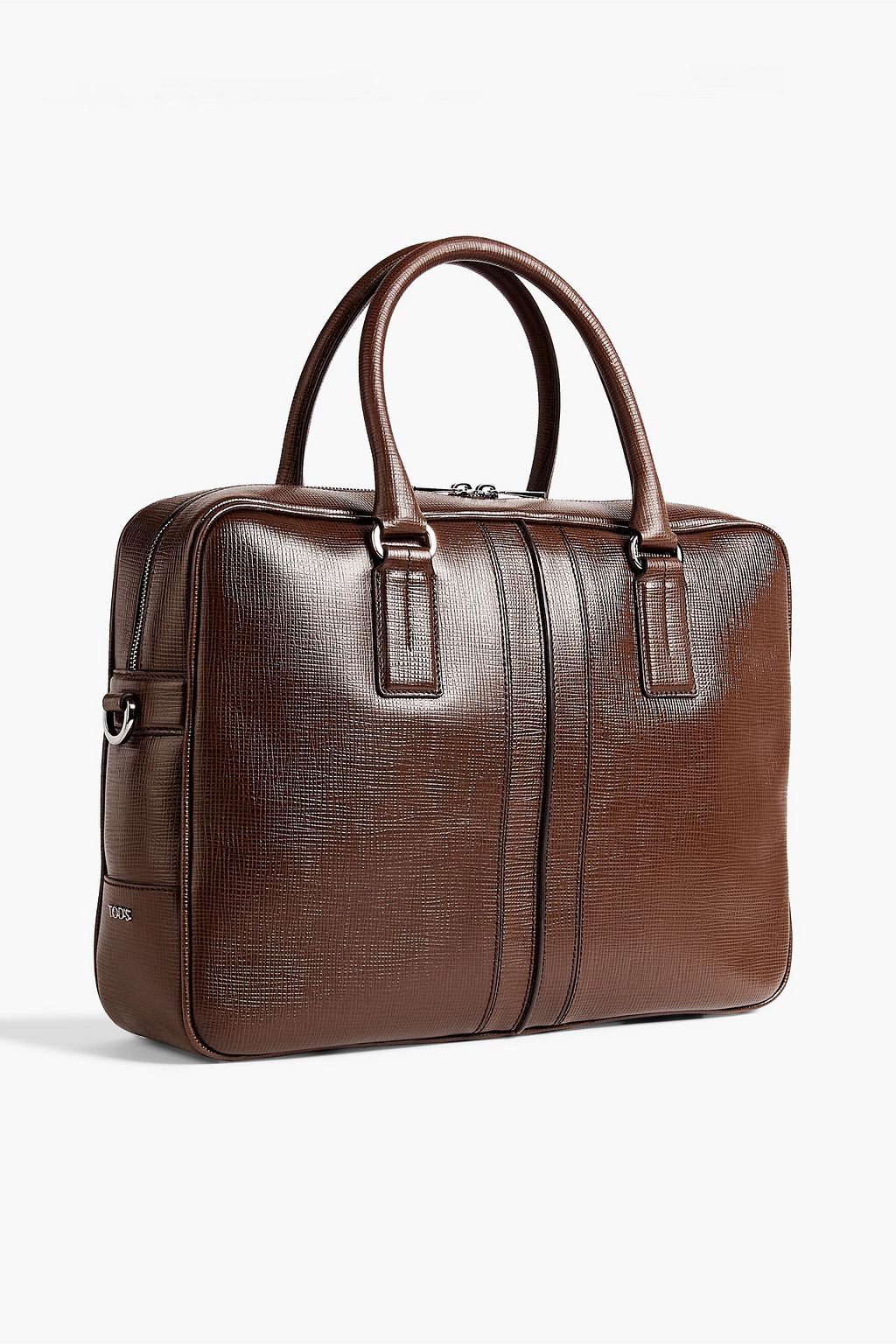 TOD'S Glossed textured-leather briefcase