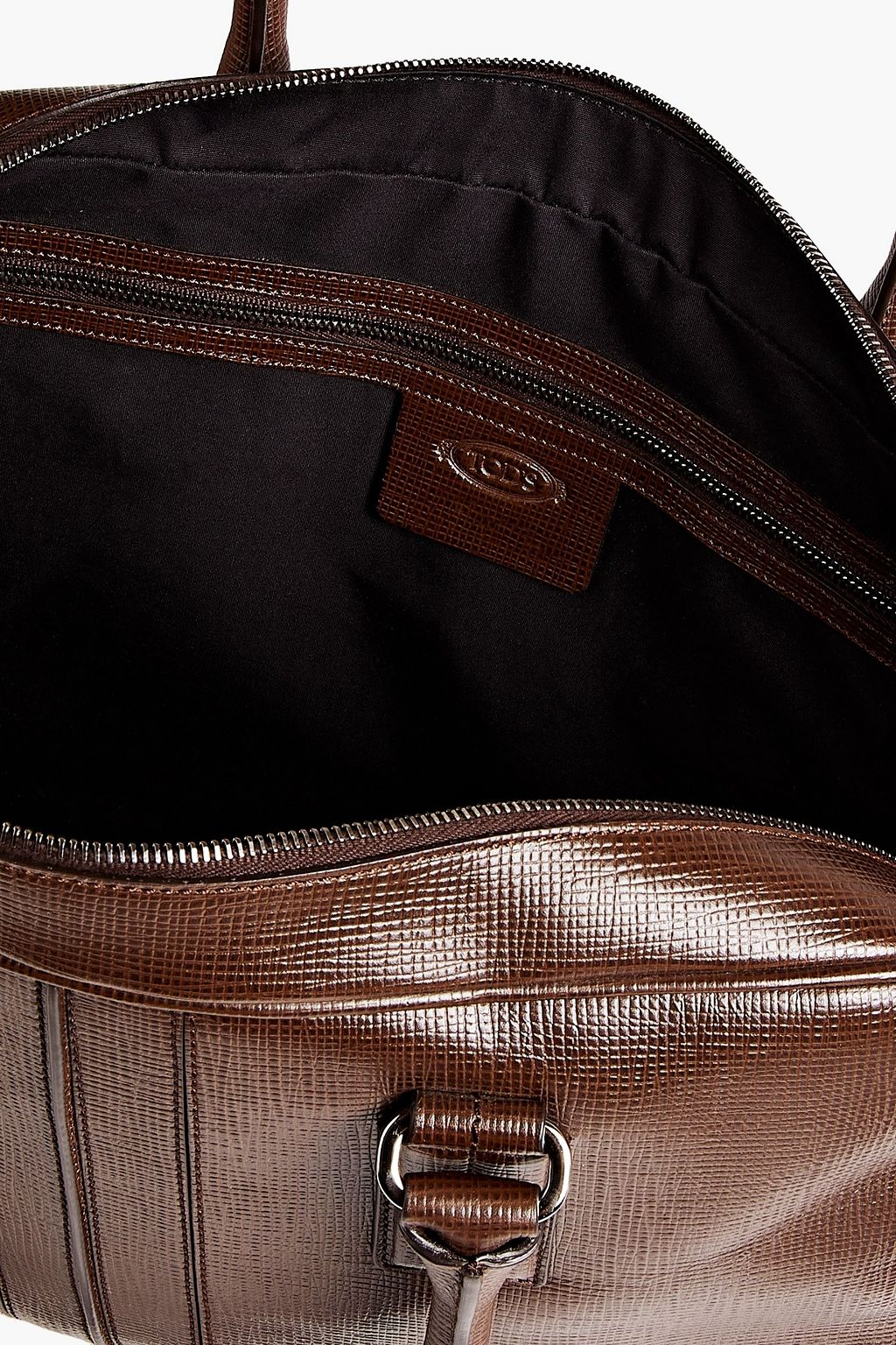 TOD'S Glossed textured-leather briefcase