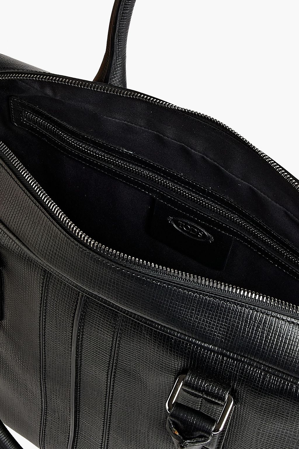 TOD'S Double Stripe textured-leather briefcase