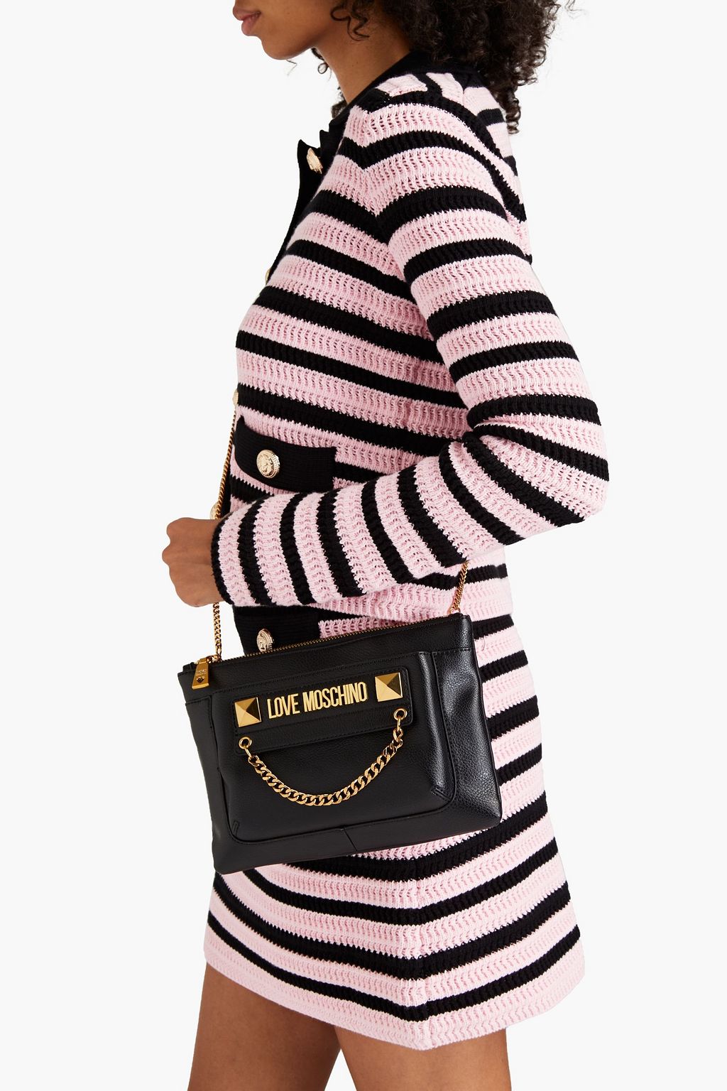 LOVE MOSCHINO Chain-embellished faux leather shoulder bag