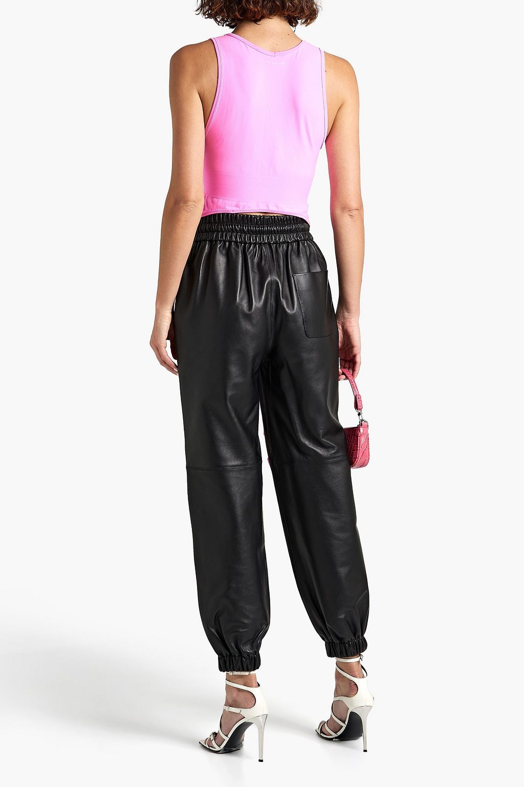 ALEXANDER WANG Gathered leather track pants
