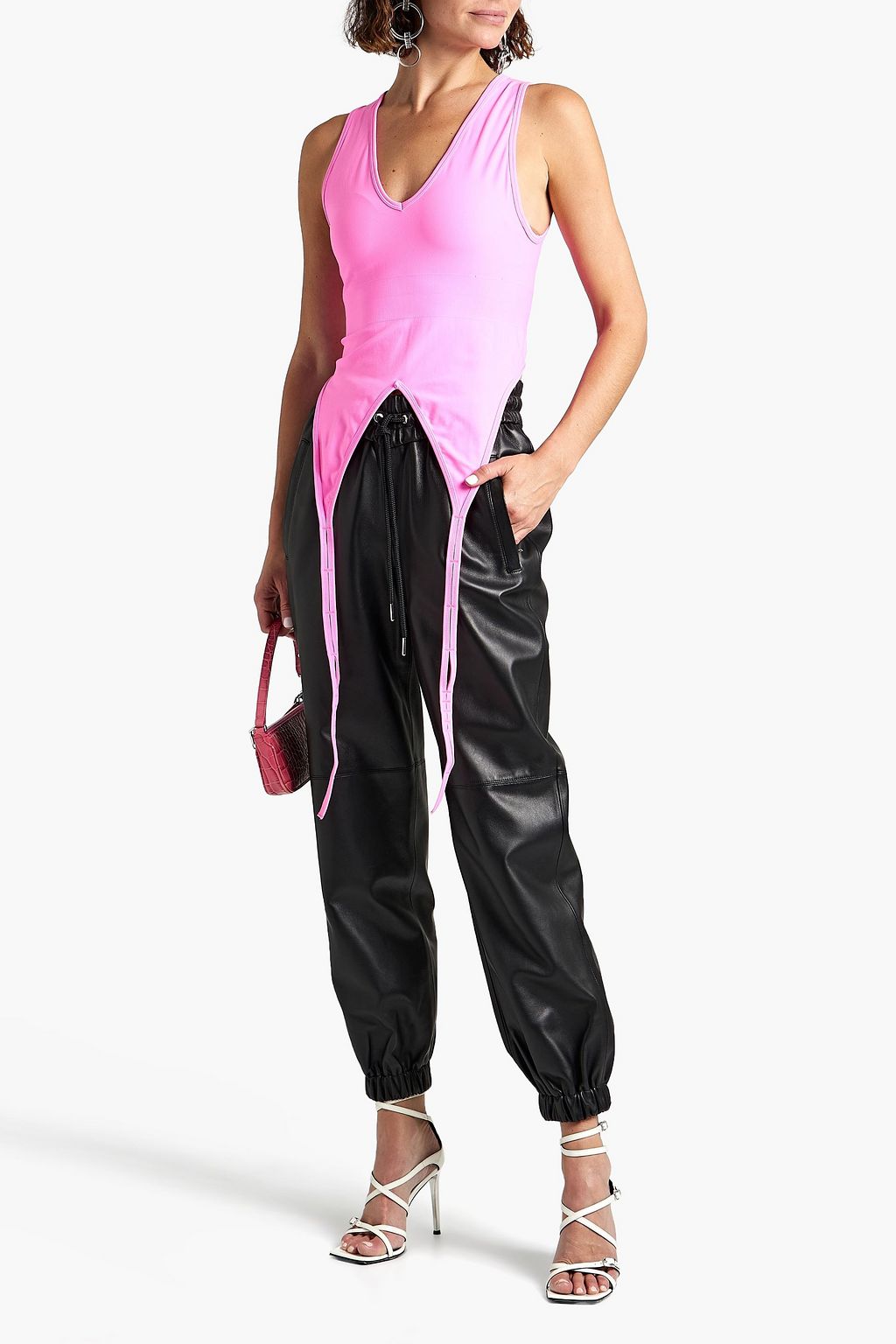 ALEXANDER WANG Gathered leather track pants