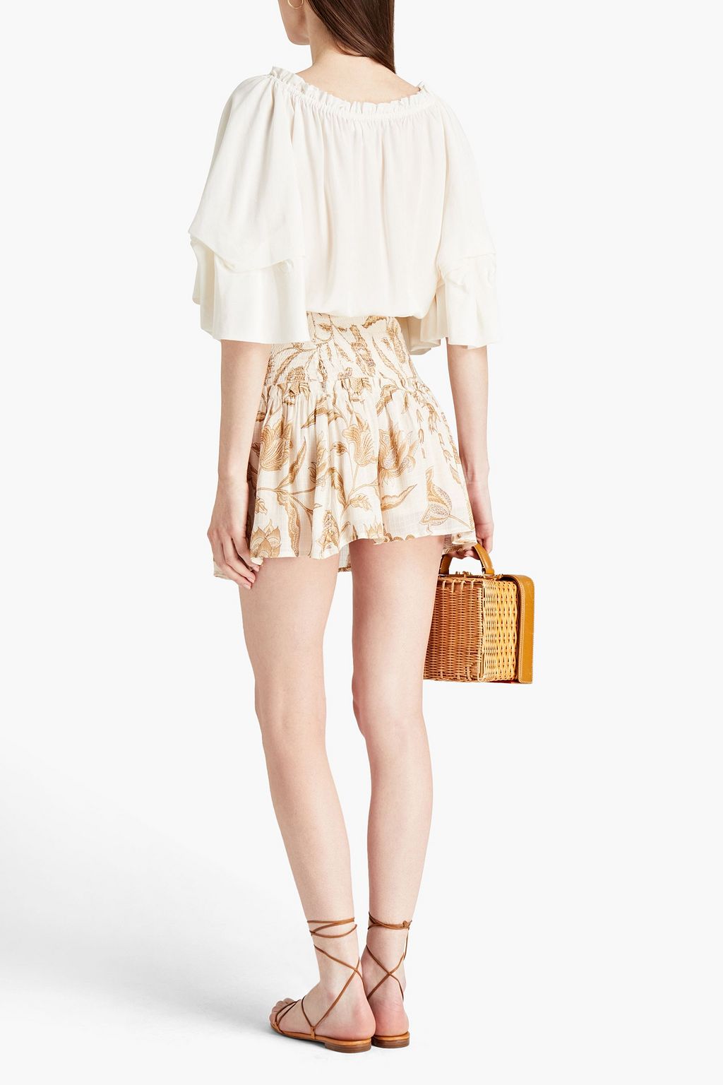TIGERLILY Amyris Valdis shirred floral-print seersucker mini skirt