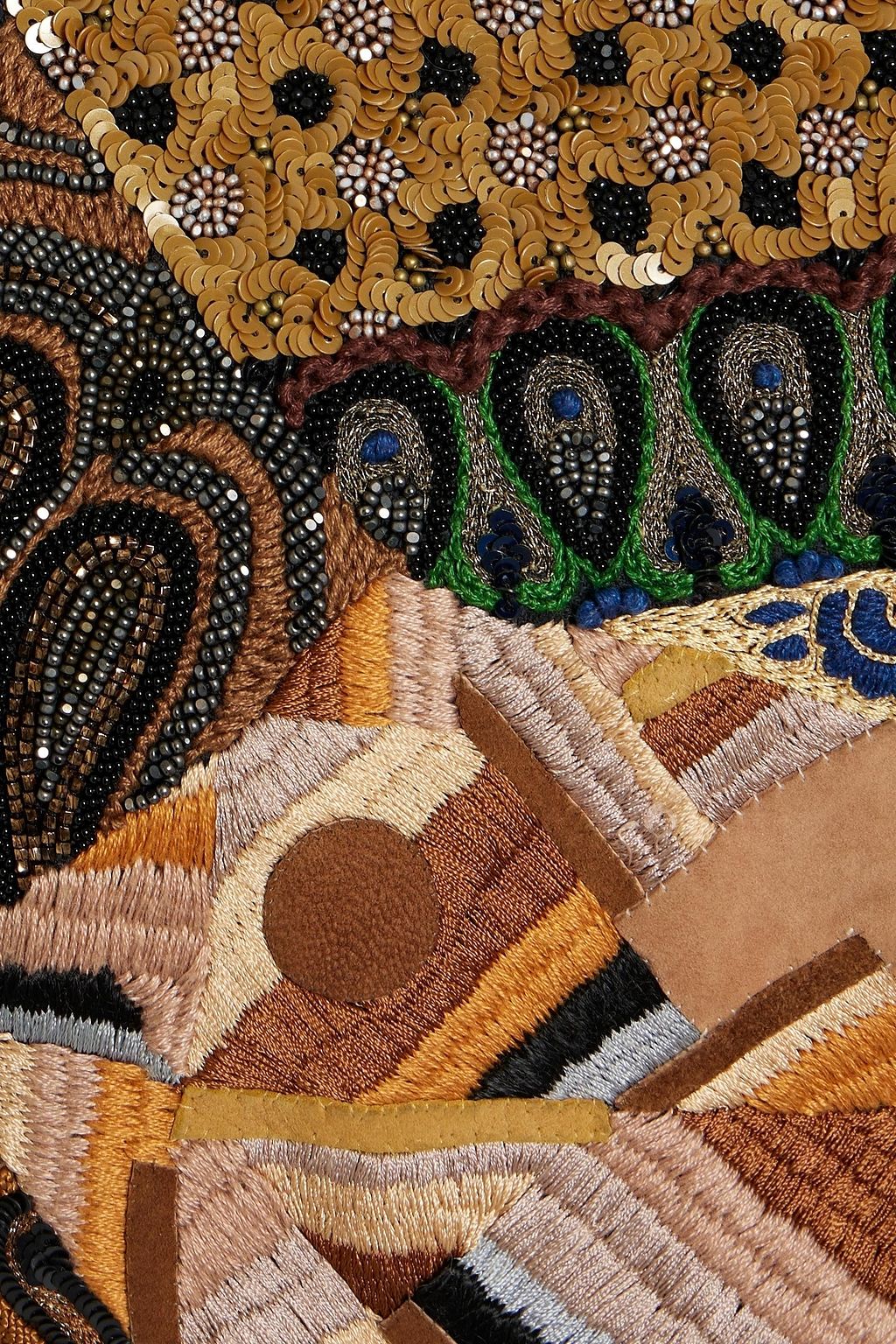 ETRO Embellished patchwork-effect wool dress