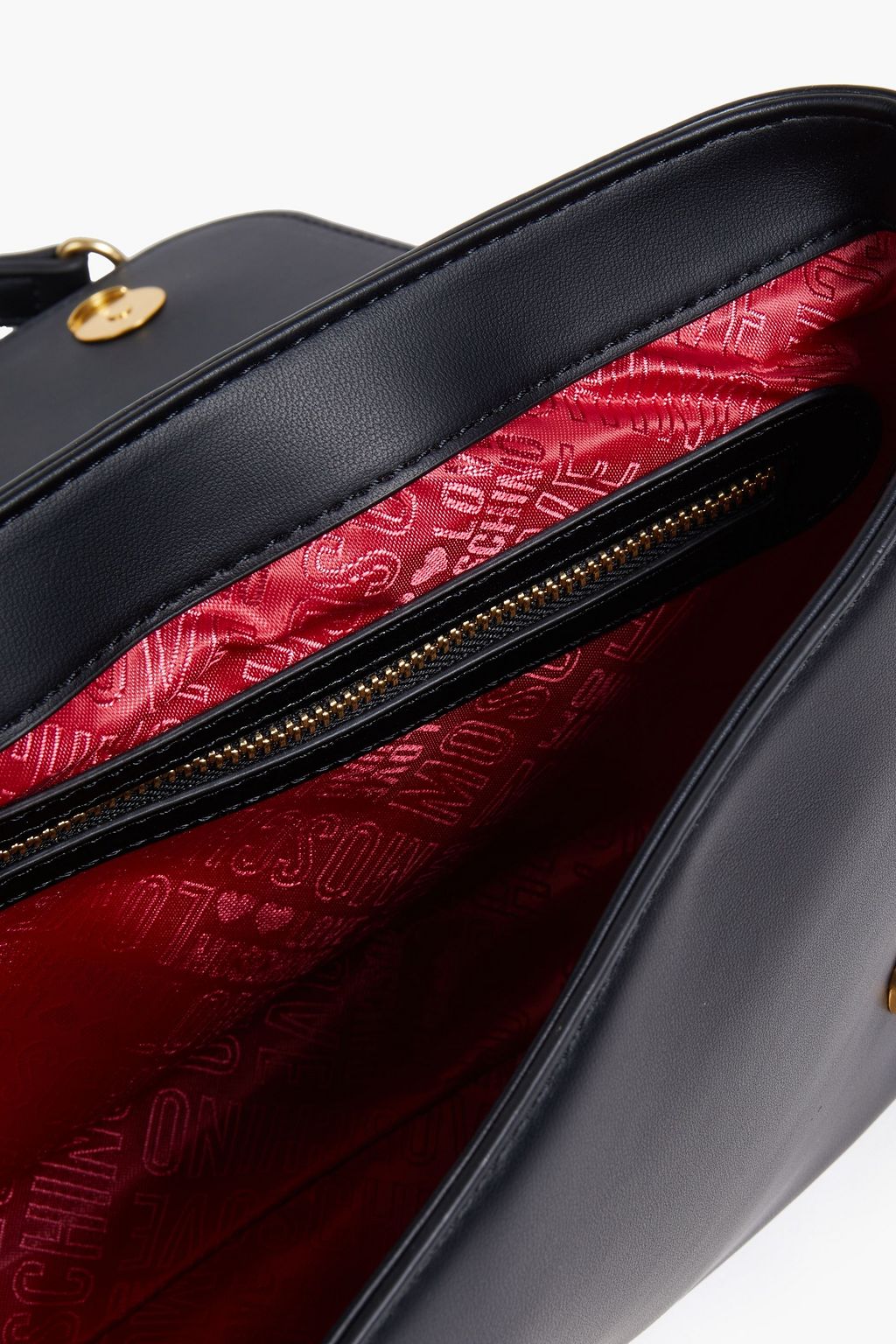 LOVE MOSCHINO Faux fur-trimmed faux leather shoulder bag