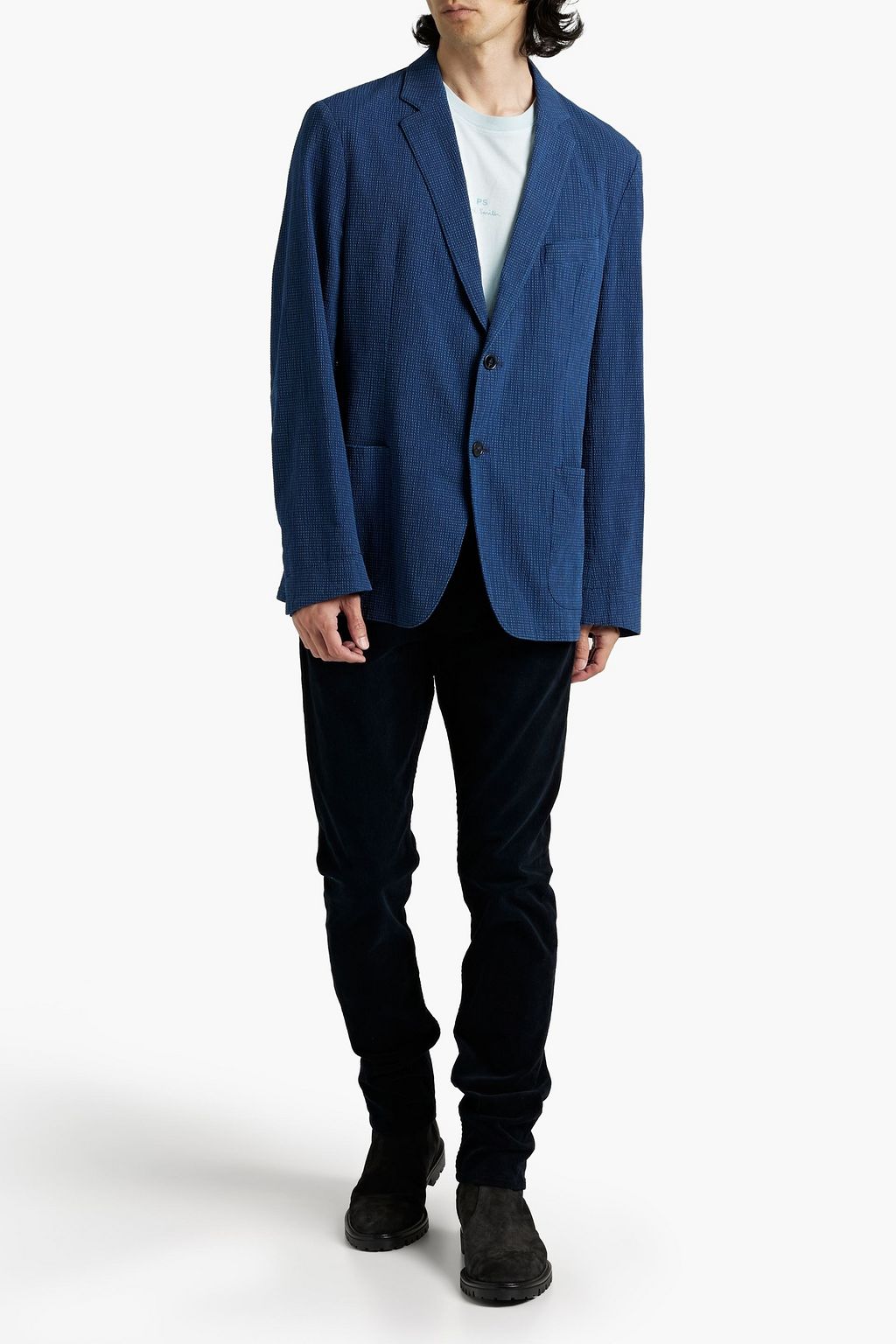 OFFICINE GÉNÉRALE Lightest cotton-blend seersucker blazer