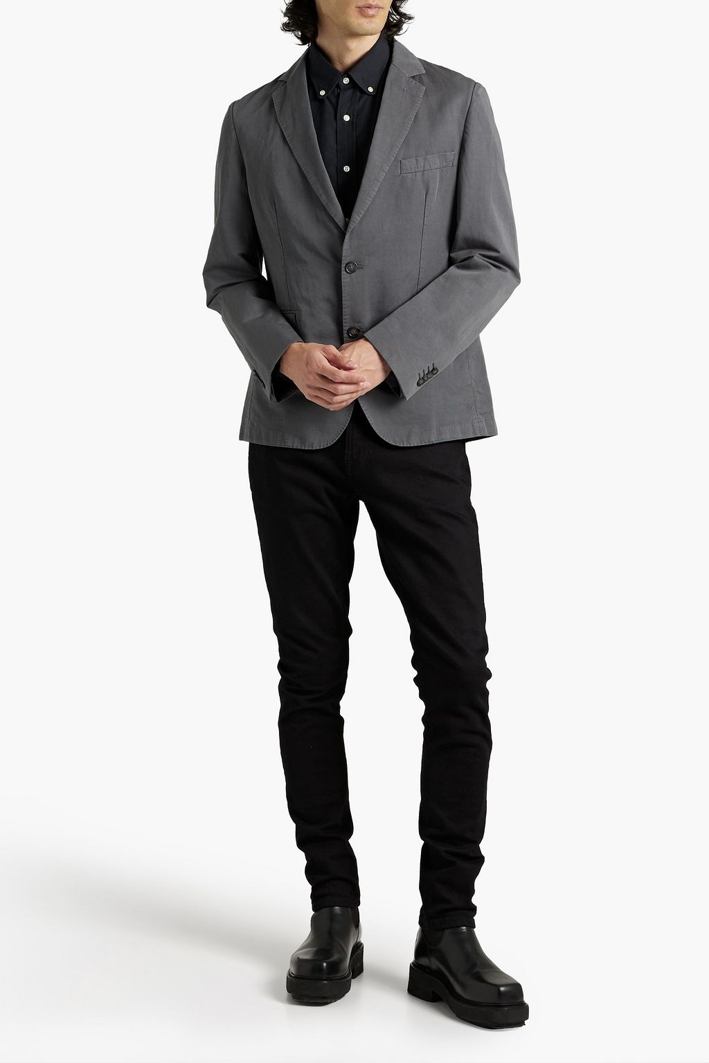 OFFICINE GÉNÉRALE 375 faded cotton and linen-blend blazer