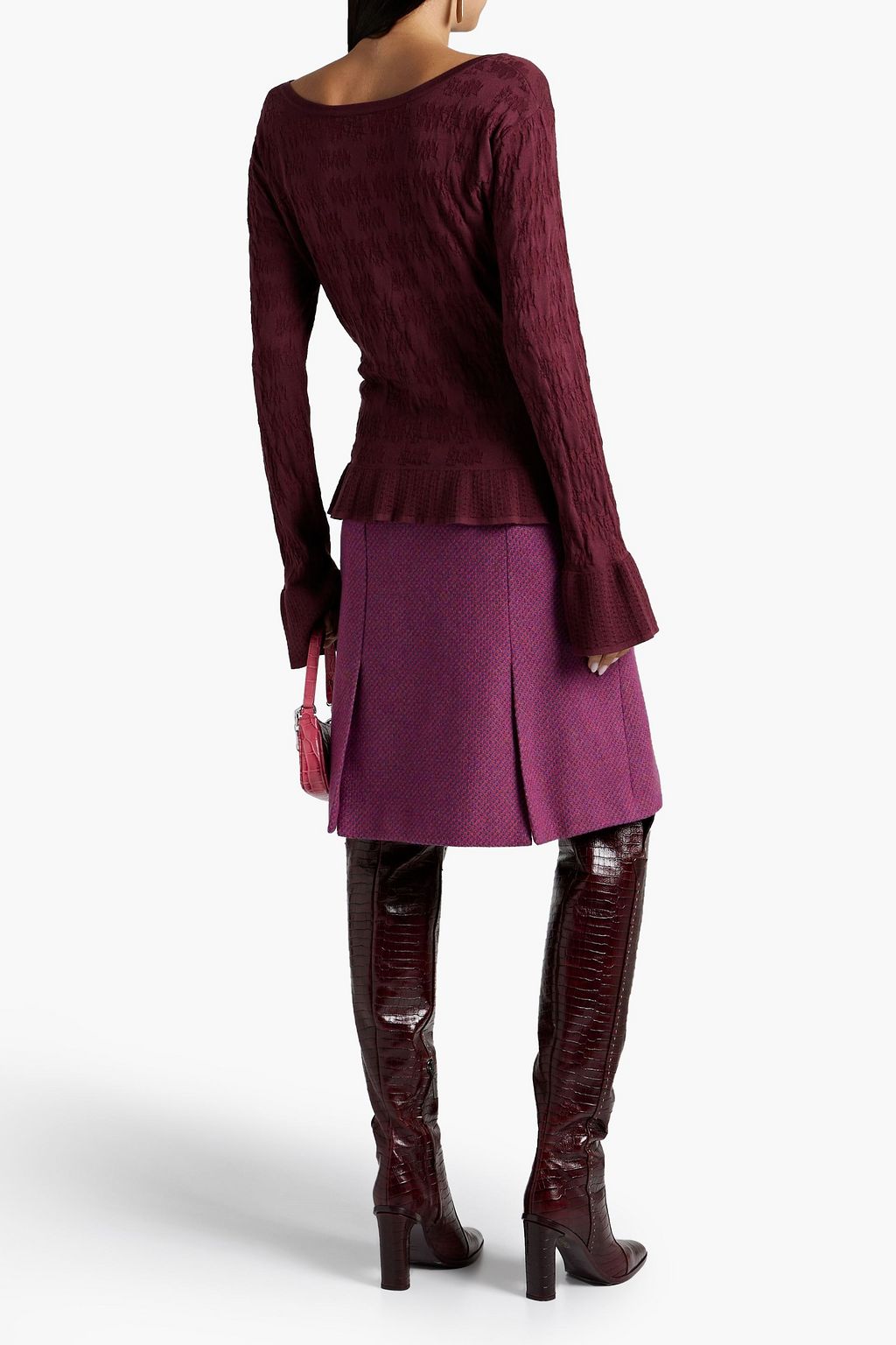 ETRO Glastonbury ruffled embroidered knitted sweater