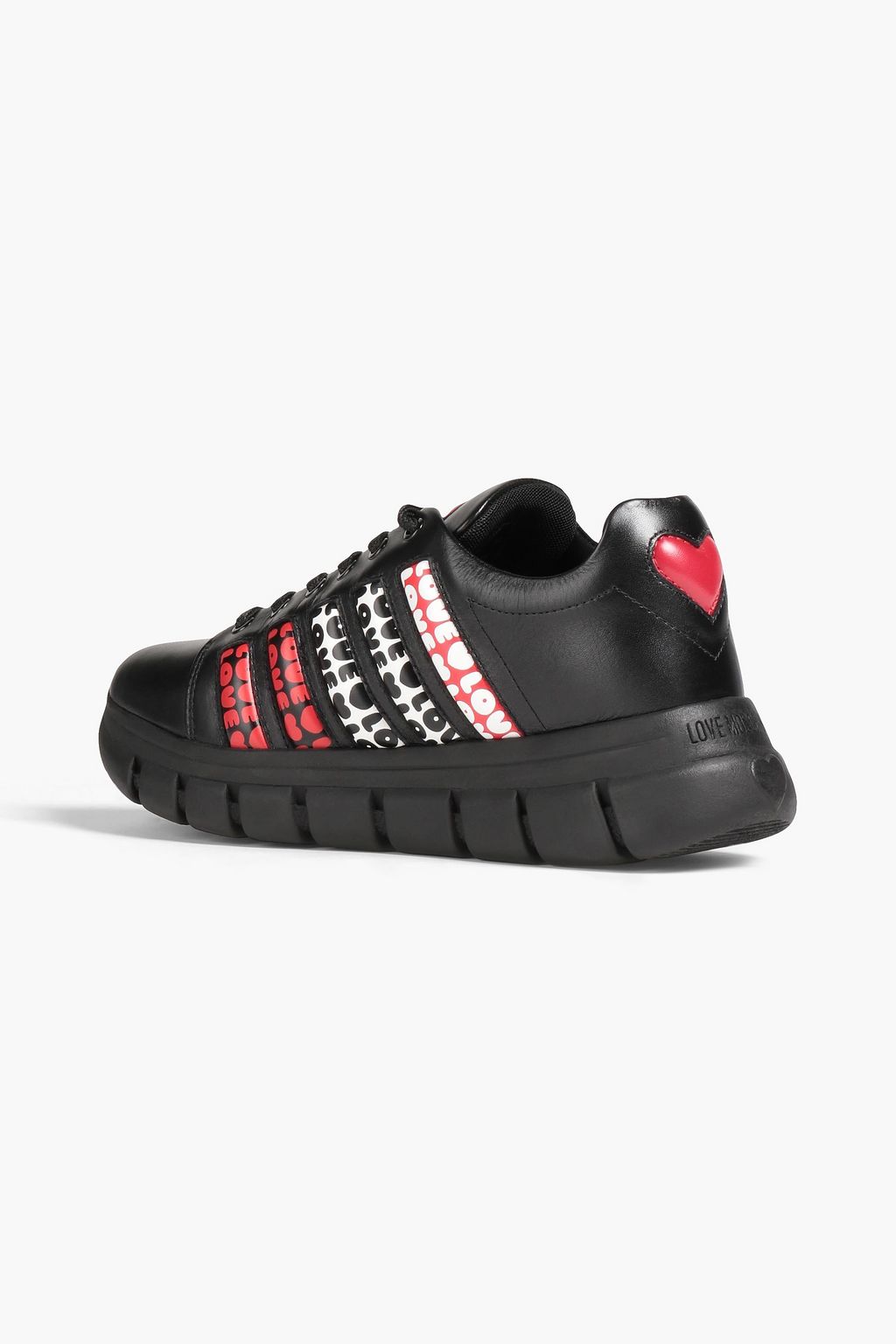 LOVE MOSCHINO Logo-appliquéd leather sneakers
