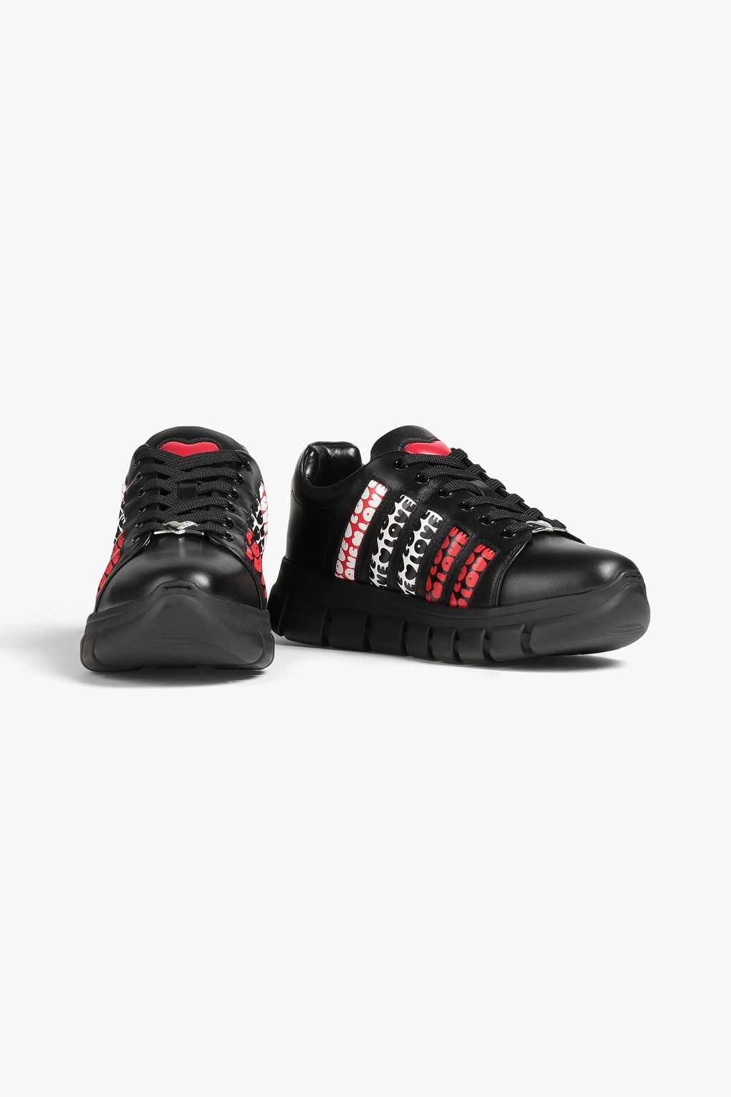 LOVE MOSCHINO Logo-appliquéd leather sneakers