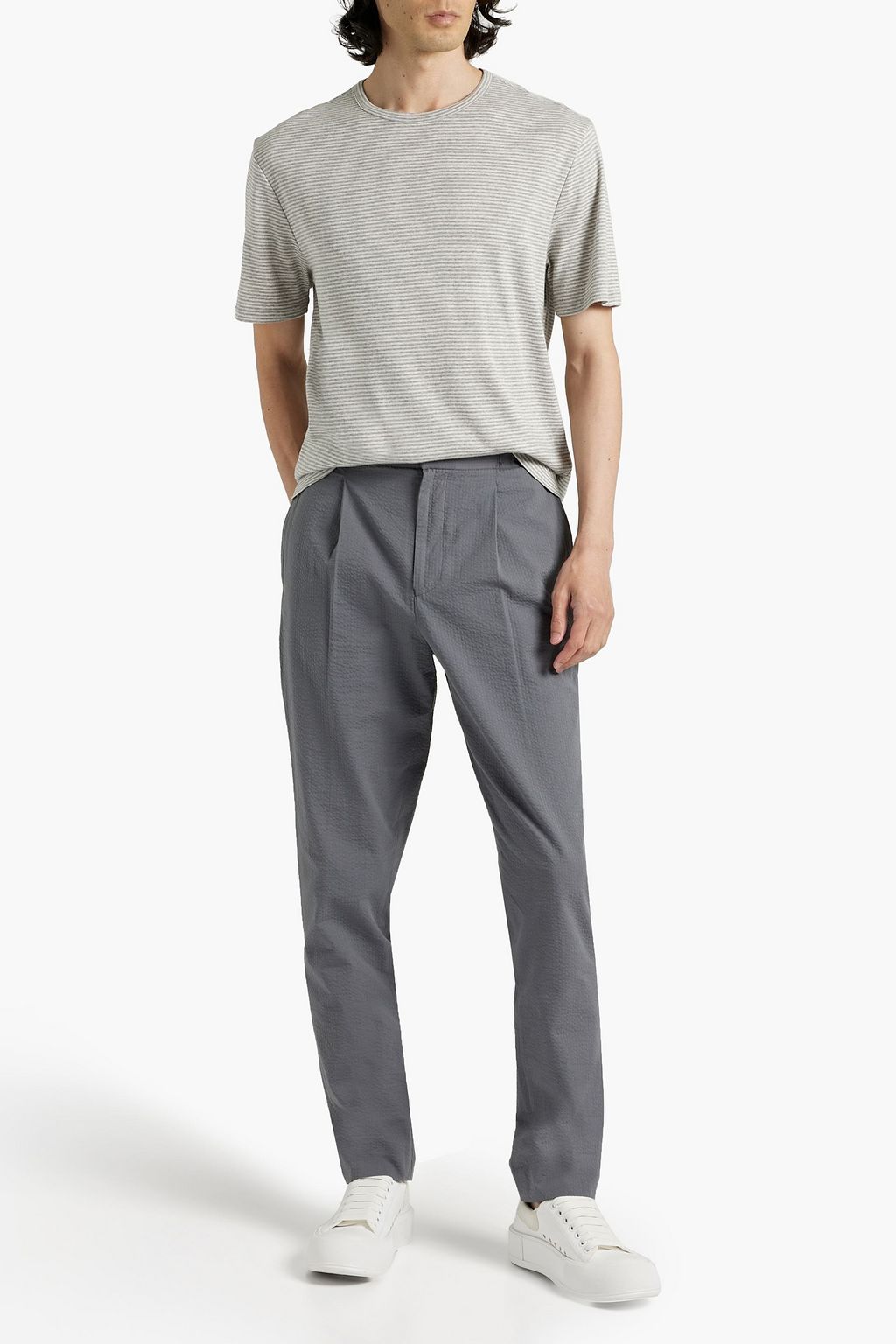 OFFICINE GÉNÉRALE Striped mélange cotton-jersey T-shirt