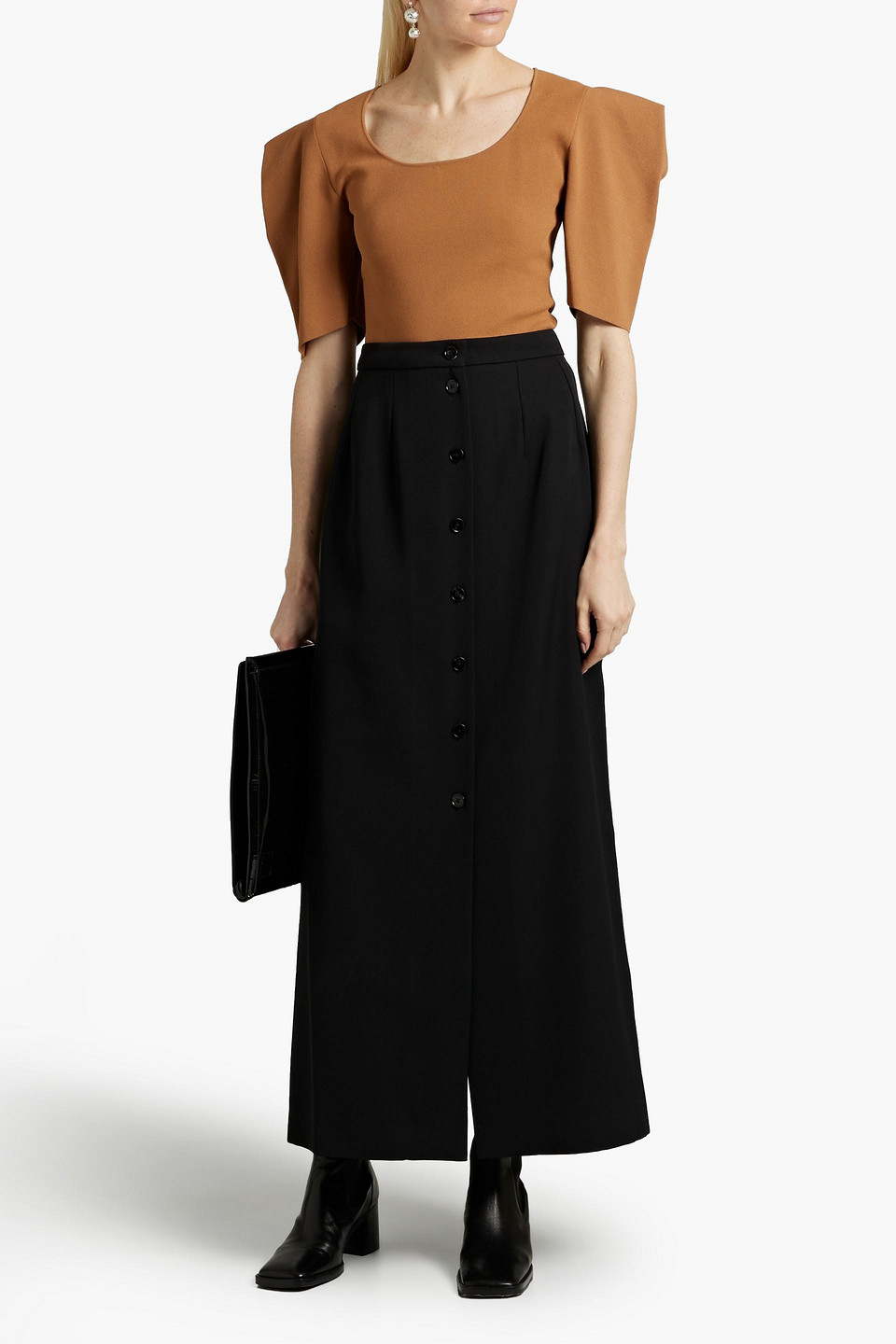 Jil Sander Wool-crepe Maxi Skirt In Black