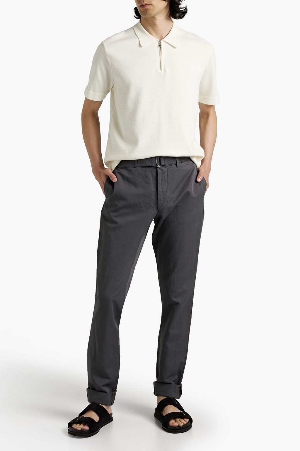 OFFICINE GÉNÉRALE Paul belted cotton and linen-blend pants
