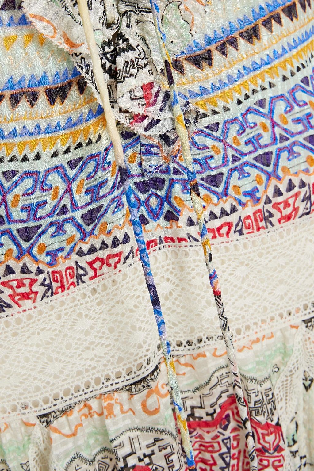 ETRO Crocheted lace-trimmed printed silk-georgette maxi dress
