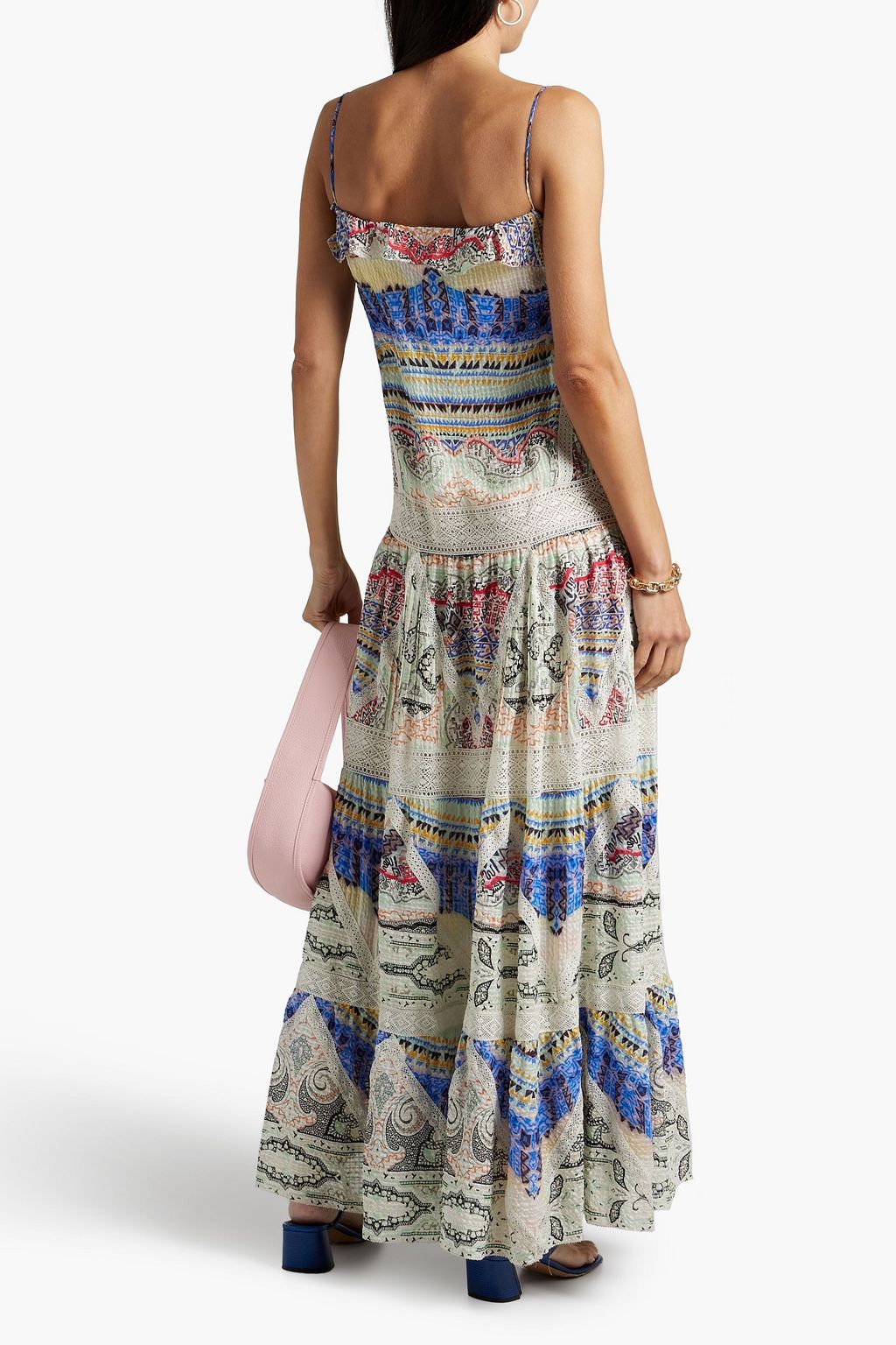 ETRO Crocheted lace-trimmed printed silk-georgette maxi dress