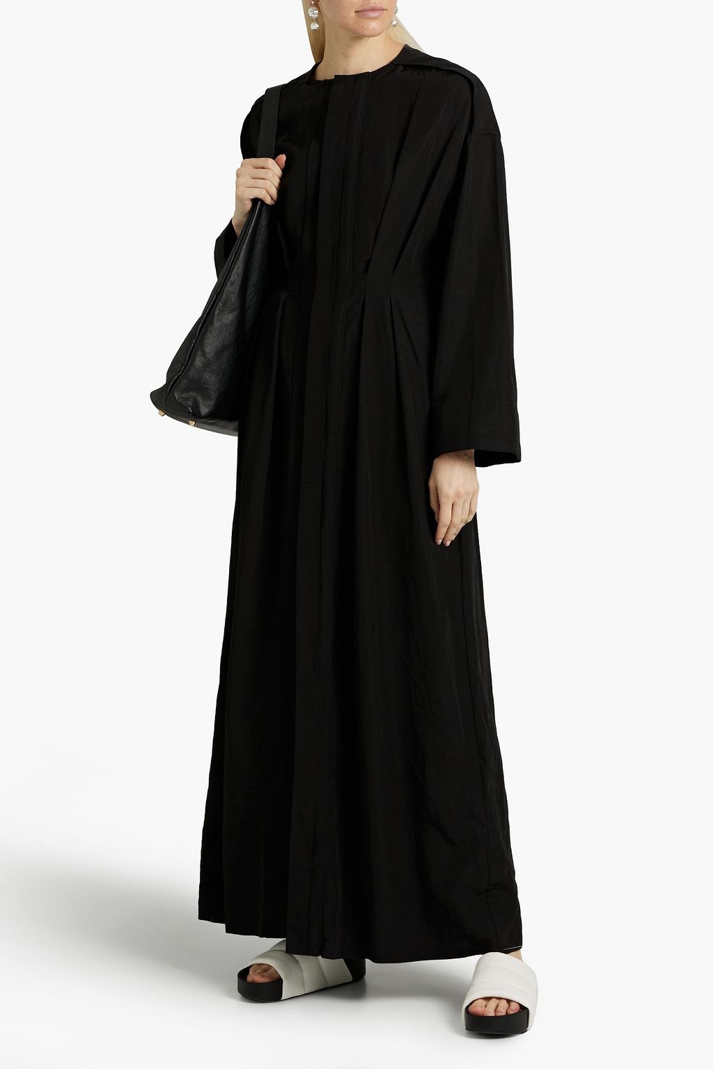 JIL SANDER Pleated crepe maxi dress