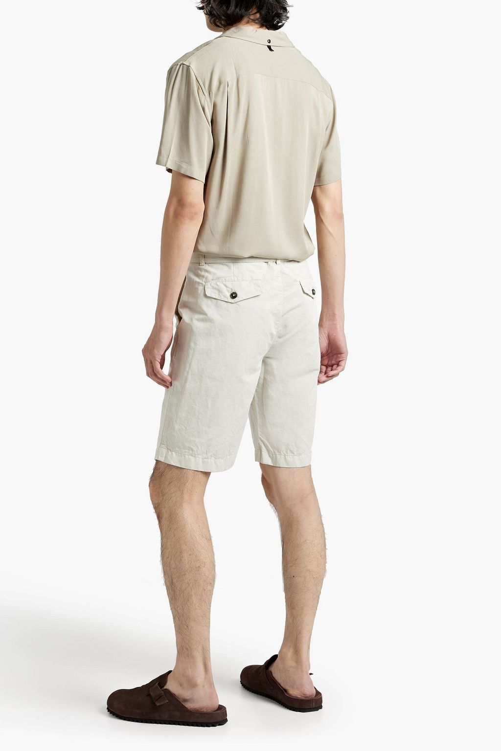 OFFICINE GÉNÉRALE Julian belted cotton and linen-blend twill shorts