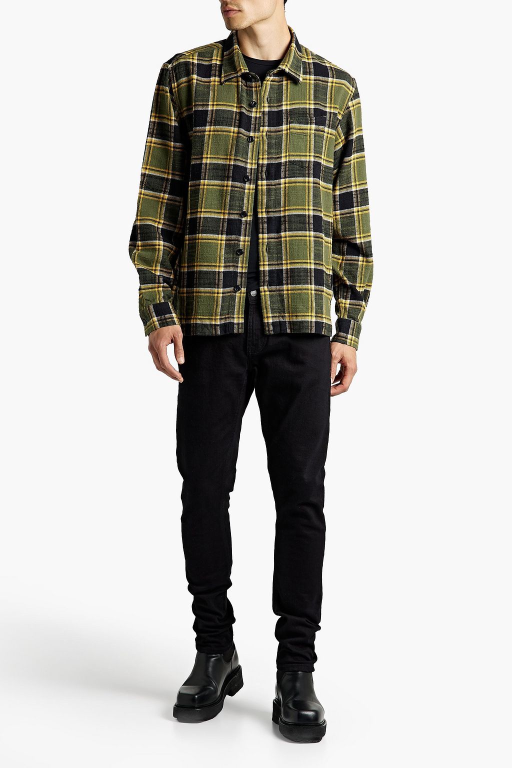 OFFICINE GÉNÉRALE Checked cotton-flannel shirt