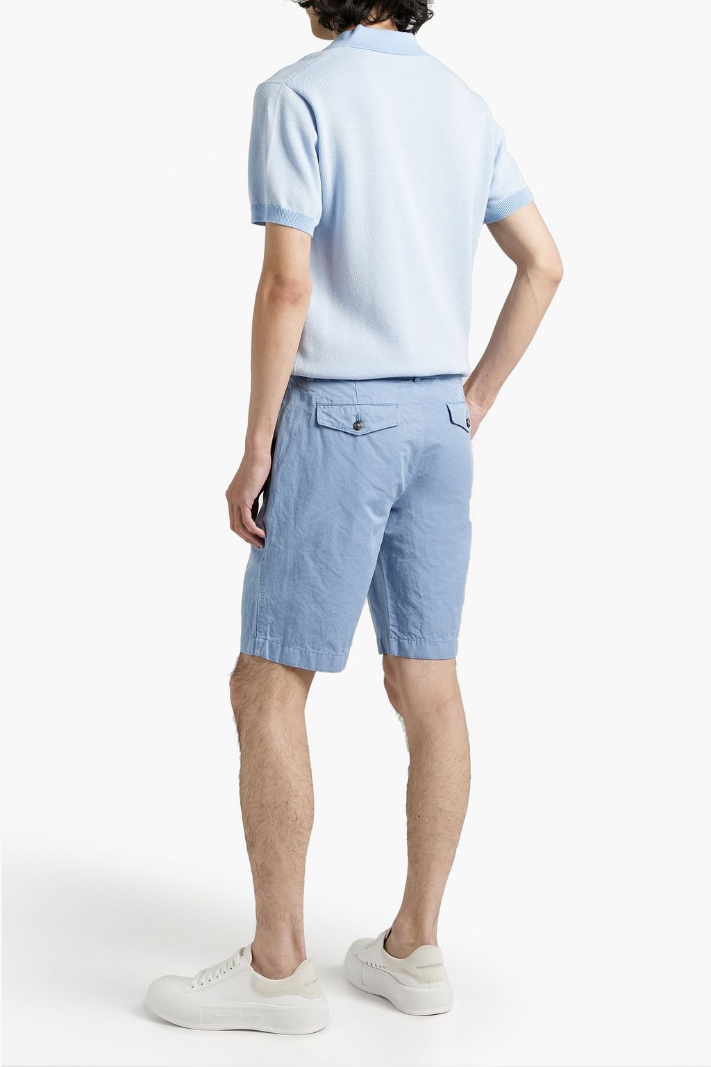 OFFICINE GÉNÉRALE Julian belted cotton and linen-blend twill shorts