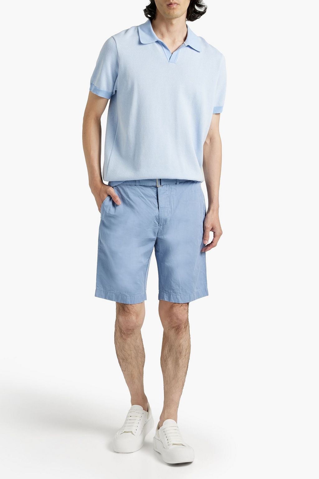 OFFICINE GÉNÉRALE Julian belted cotton and linen-blend twill shorts