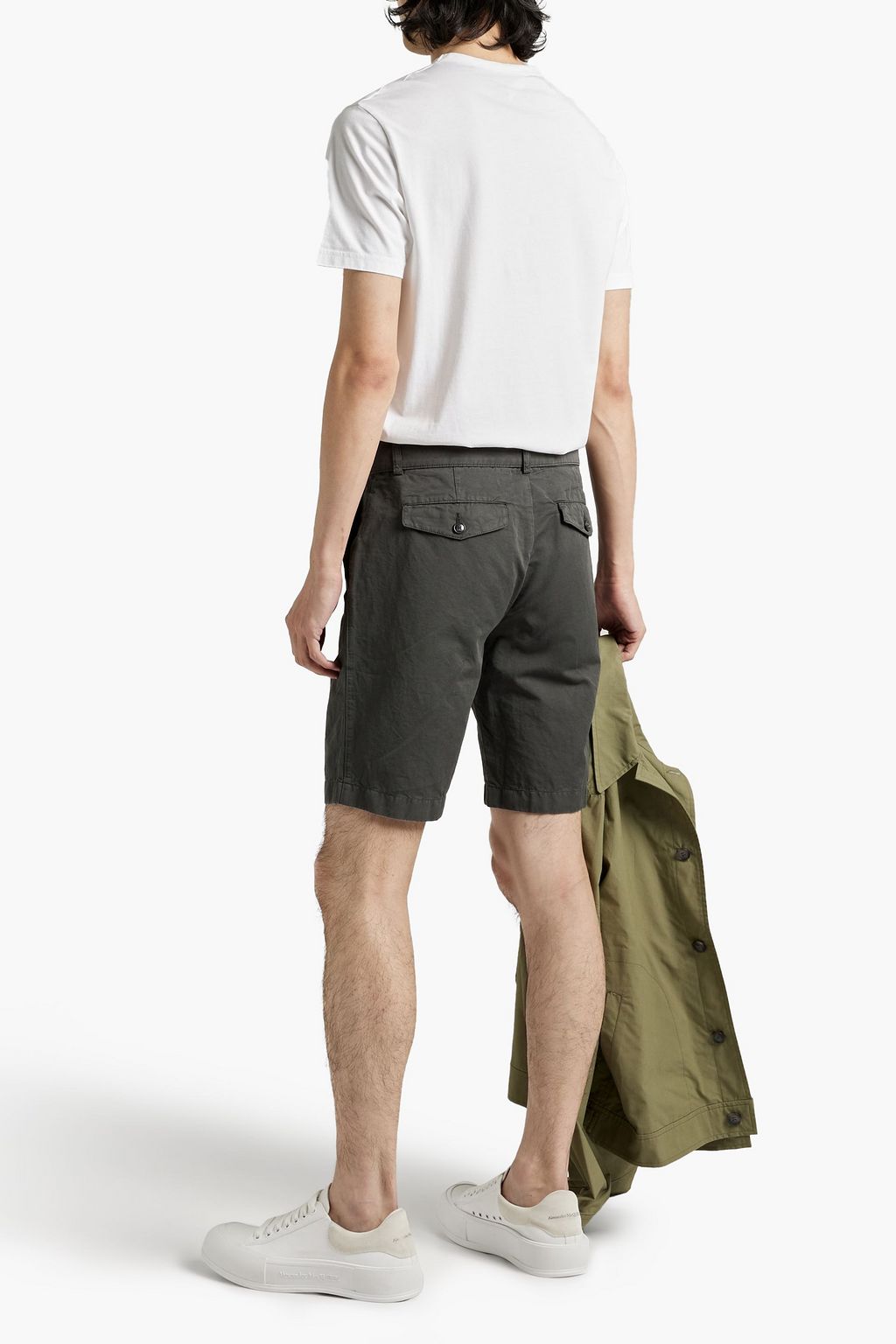 OFFICINE GÉNÉRALE Julian belted cotton and linen-blend twill shorts