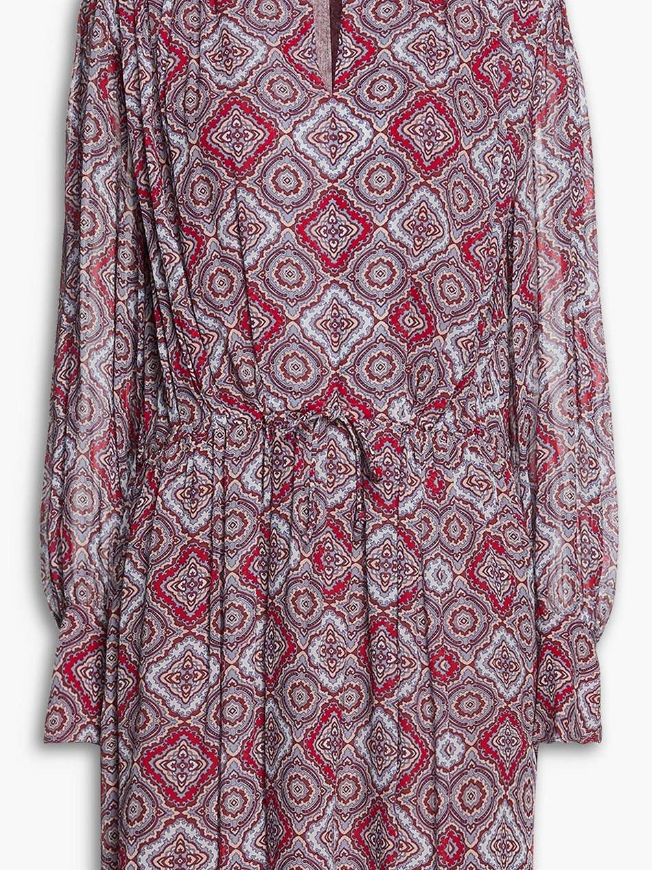 carly pleated printed georgette mini dress