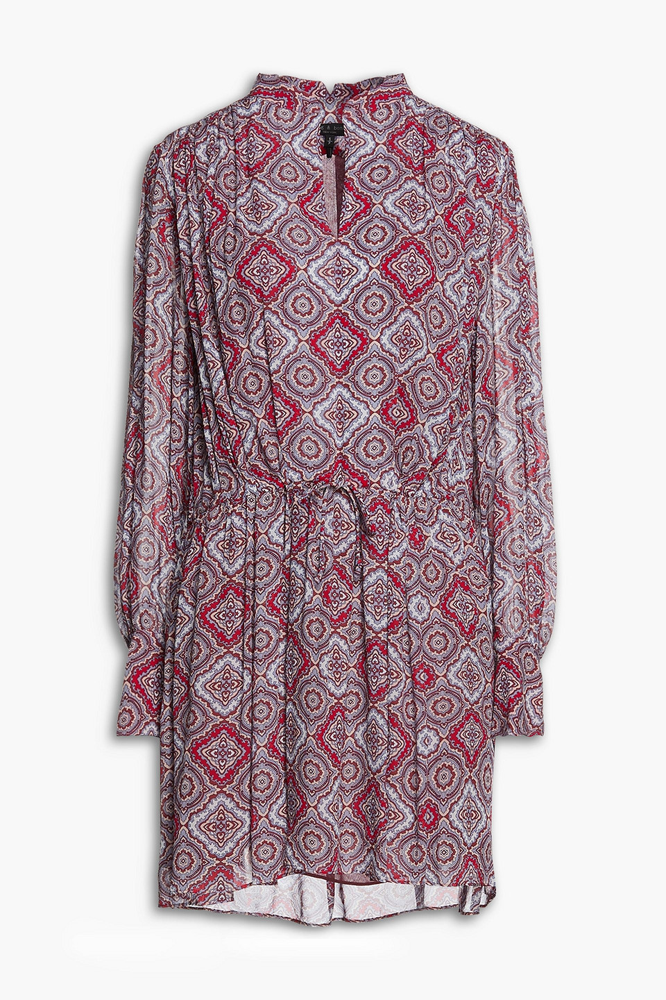 Carly pleated printed georgette mini dress