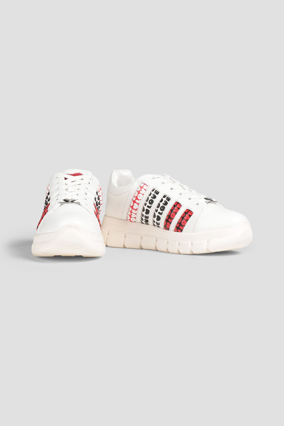 Love Moschino Logo-appliquéd Leather Sneakers In White
