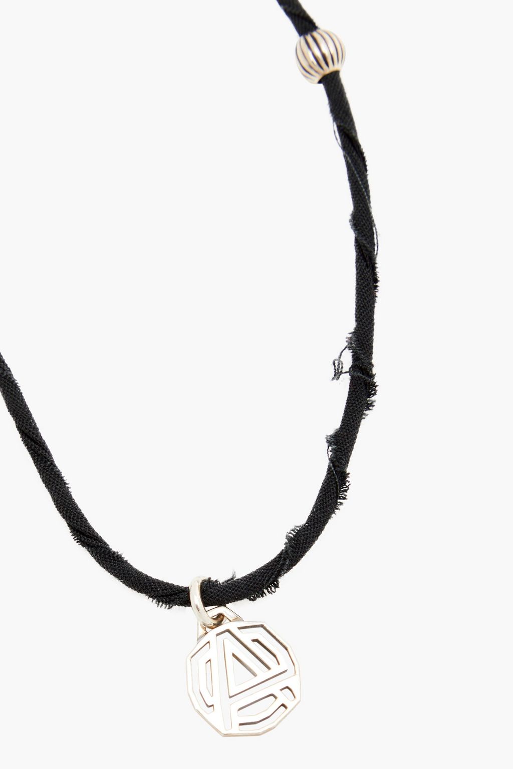 AMBUSH Sterling silver, bead and cord necklace