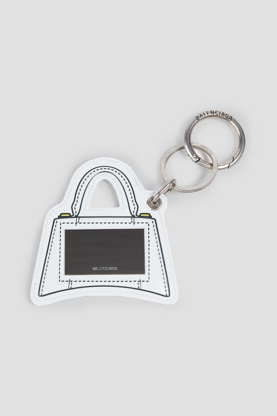 Balenciaga Mirror-embellished Leather Keychain In White