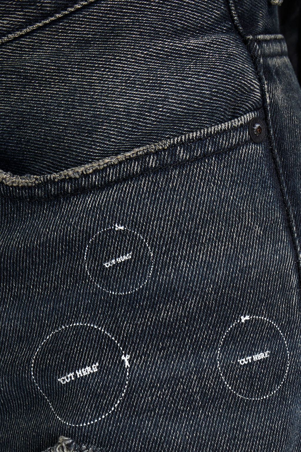OFF-WHITE™ Bedruckte Jeans mit schmalem Bein aus Denim in Distressed-Optik