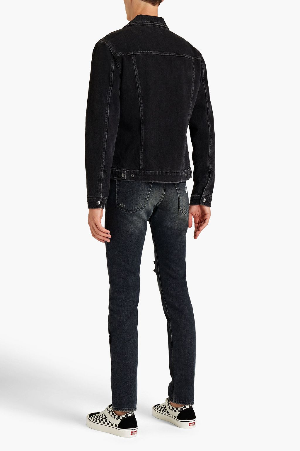 OFF-WHITE™ Bedruckte Jeans mit schmalem Bein aus Denim in Distressed-Optik