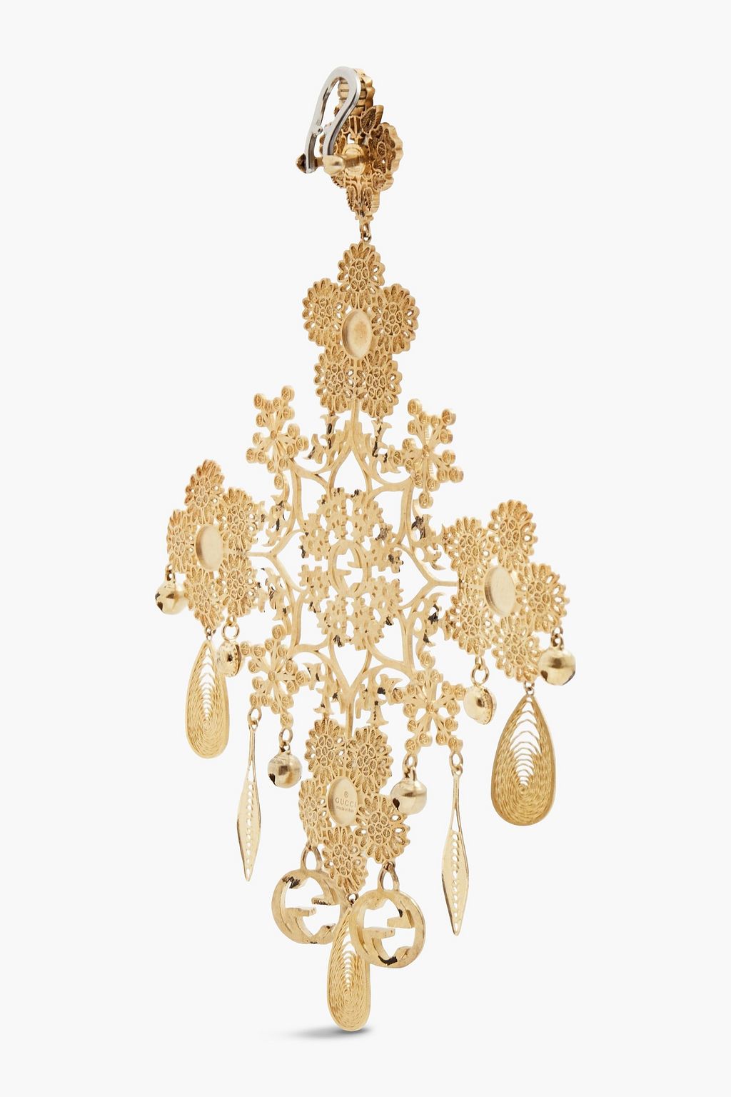 GUCCI Gold-tone resin clip earrings