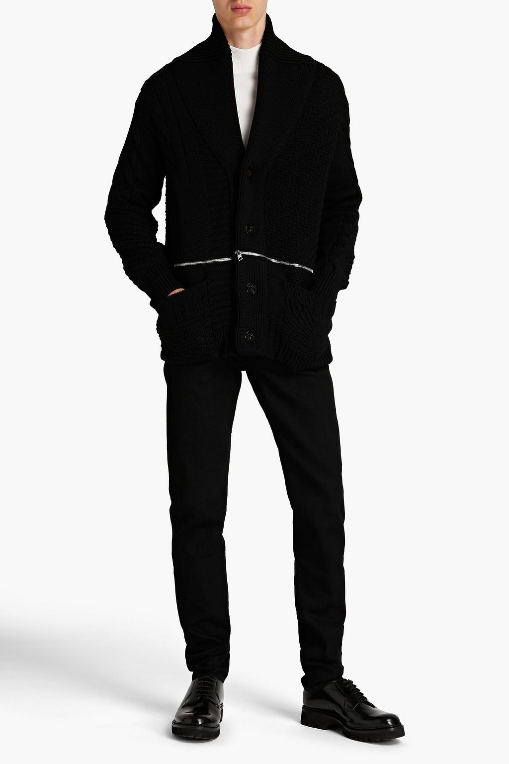 ALEXANDER MCQUEEN Zip-detailed cable-knit wool cardigan